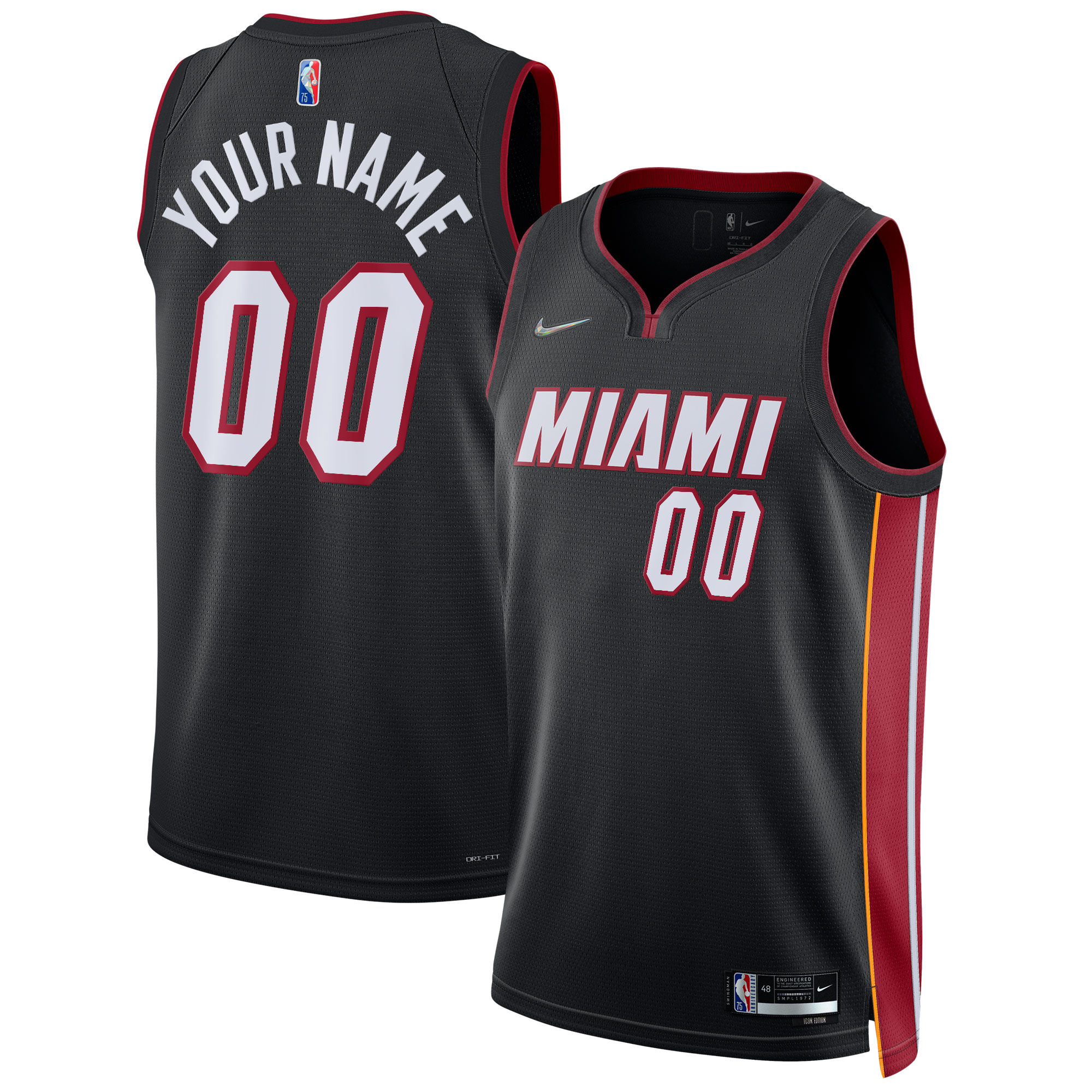 Miami Heat Nike 2021/22 Diamond Swingman Custom Jersey - Icon Edition - Black - vstockx