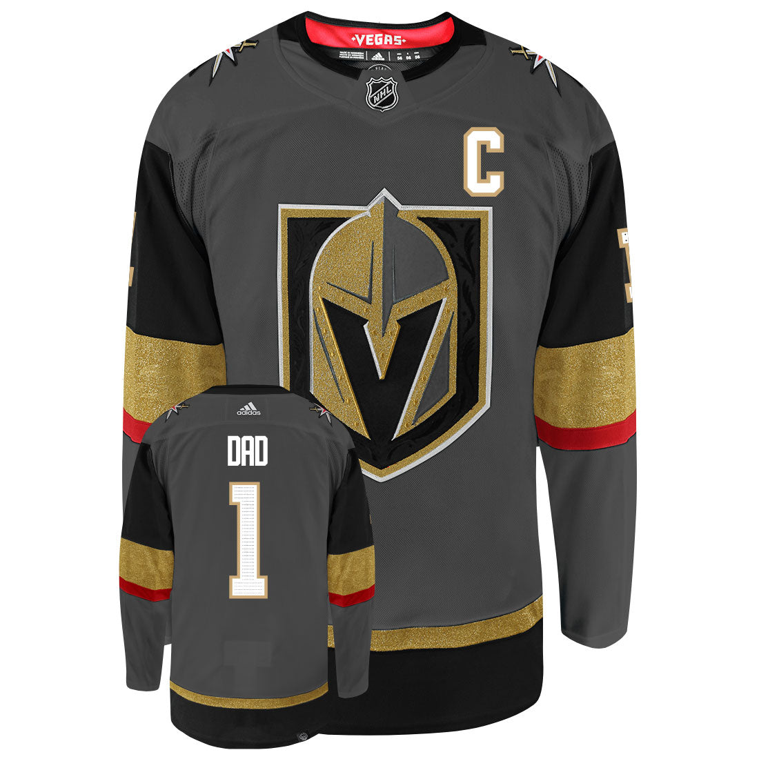 Vegas Golden Knights Dad Number One Adidas Primegreen Authentic NHL Hockey Jersey - vstockx