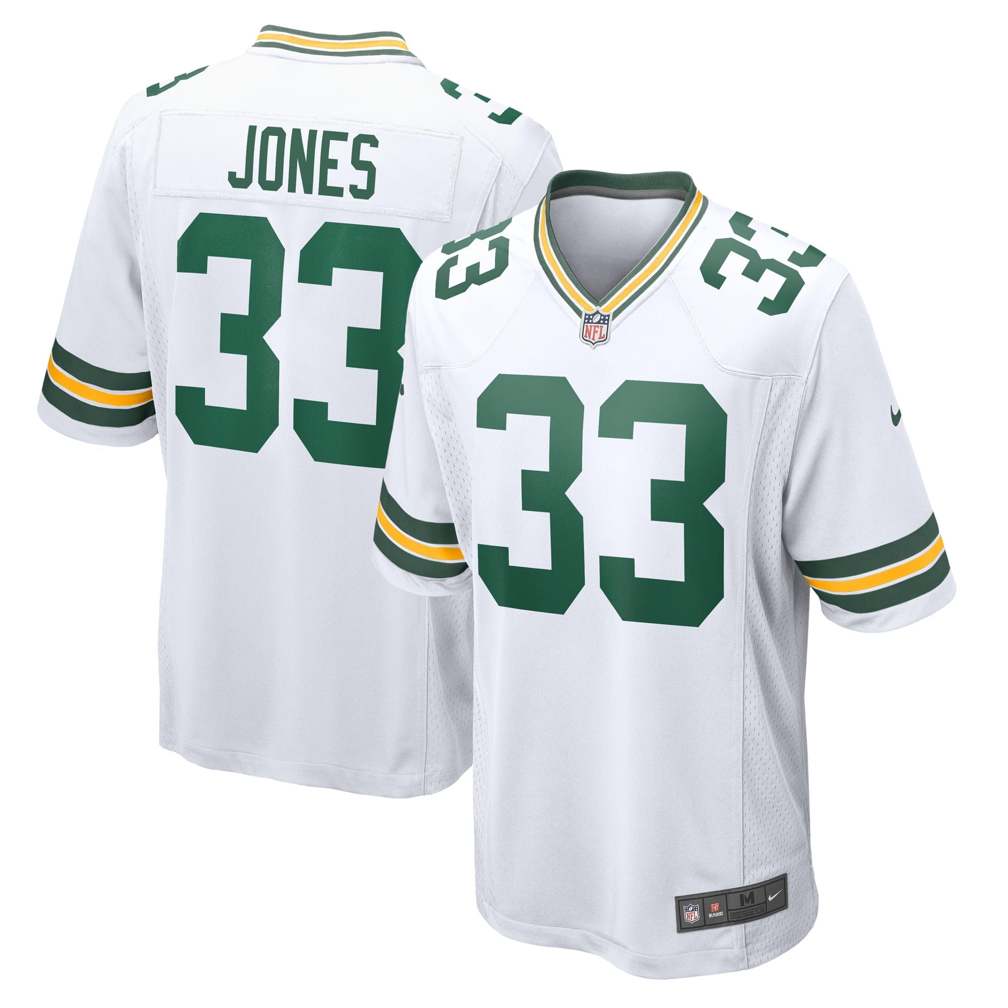 Men's Nike Aaron Jones White Green Bay Packers Game Player Jersey - vstockx
