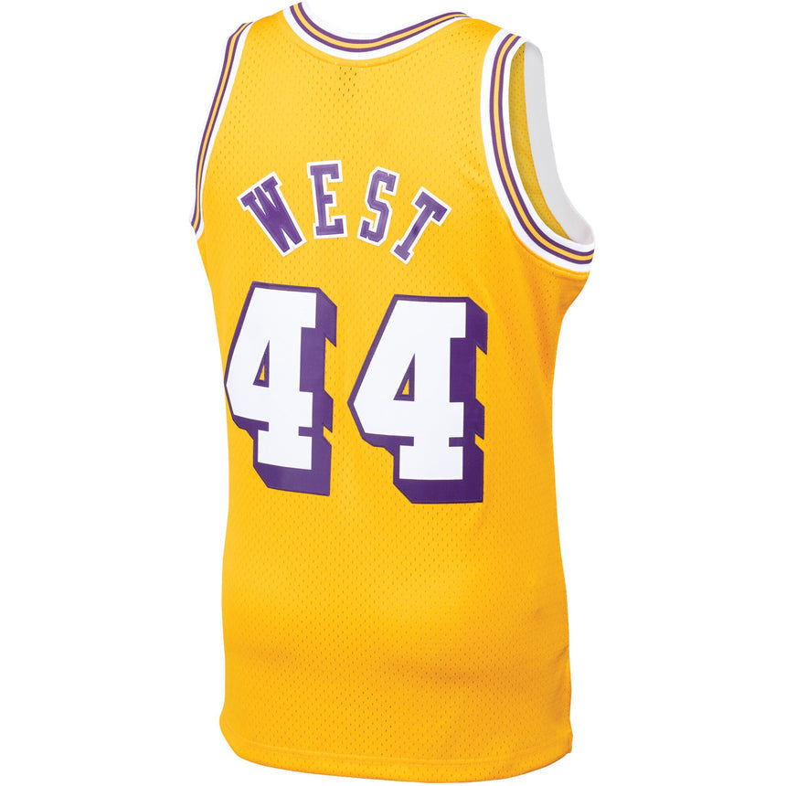 Mens Jerry West Los Angeles Lakers Mitchell & Ness Gold 1971-72 Hardwood Classics Swingman Jersey - vstockx