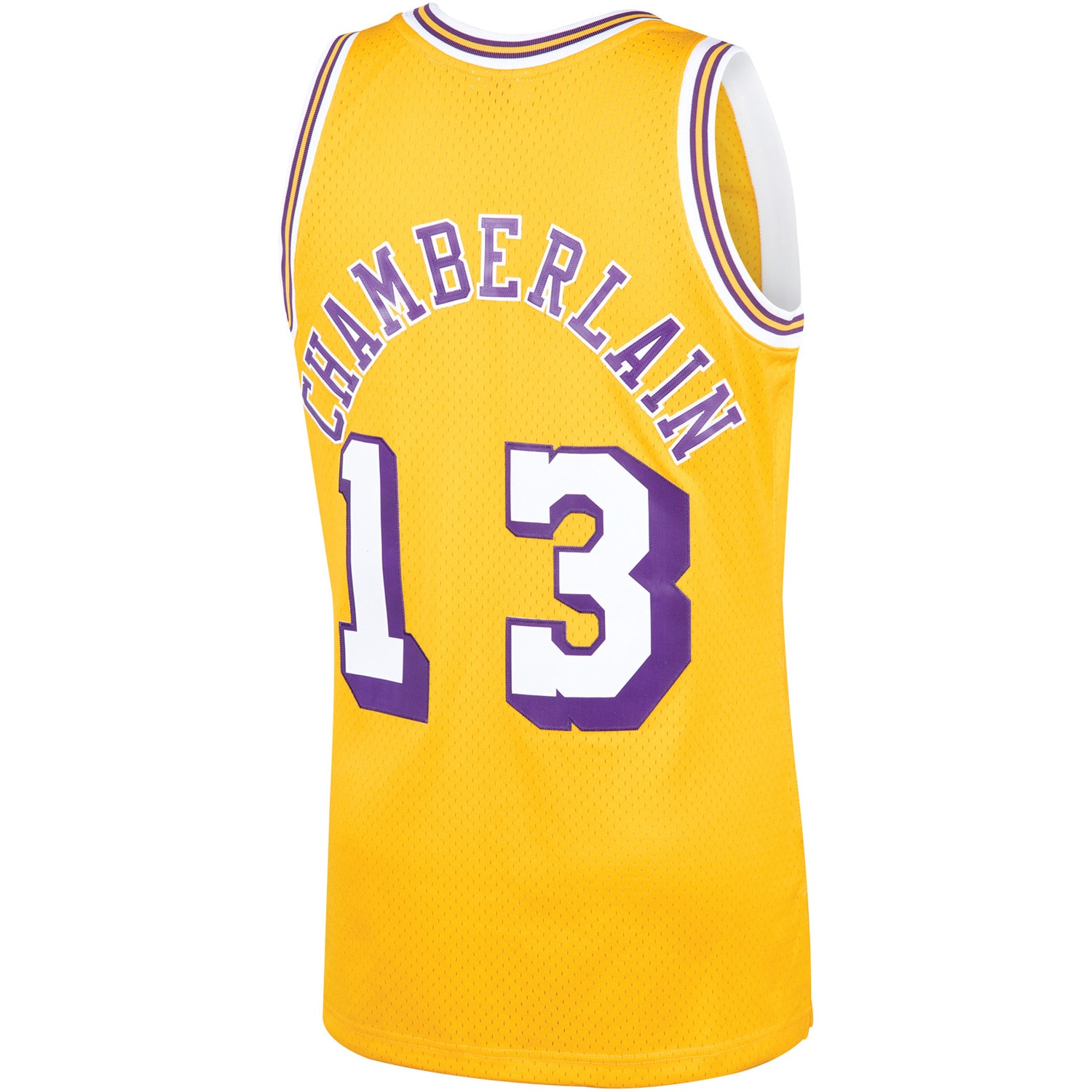 Wilt Chamberlain Los Angeles Lakers Mitchell & Ness Hardwood Classics Swingman Jersey - Gold - vstockx