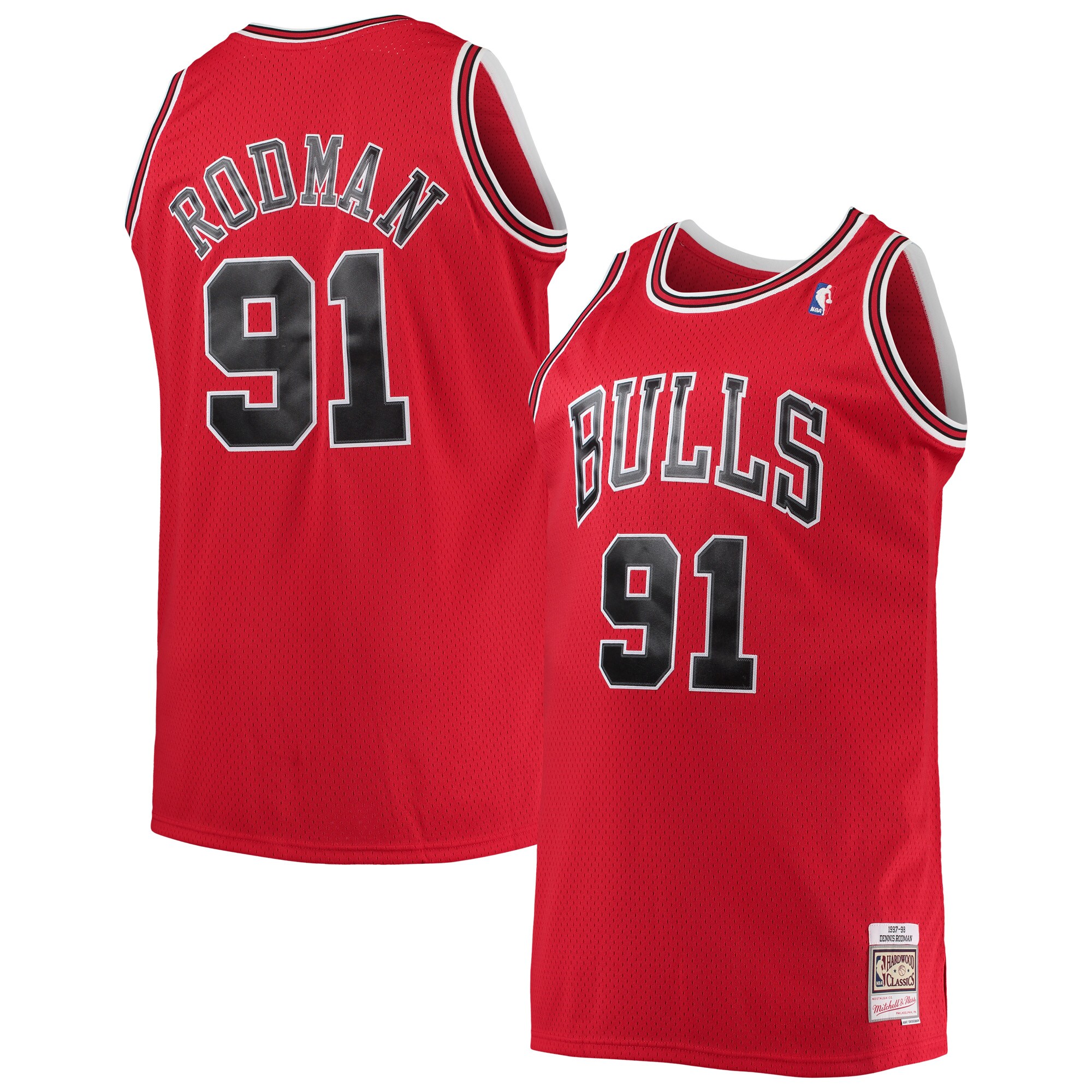 Dennis Rodman Chicago Bulls Mitchell & Ness Big & Tall Hardwood Classics Swingman Jersey - Red - vstockx