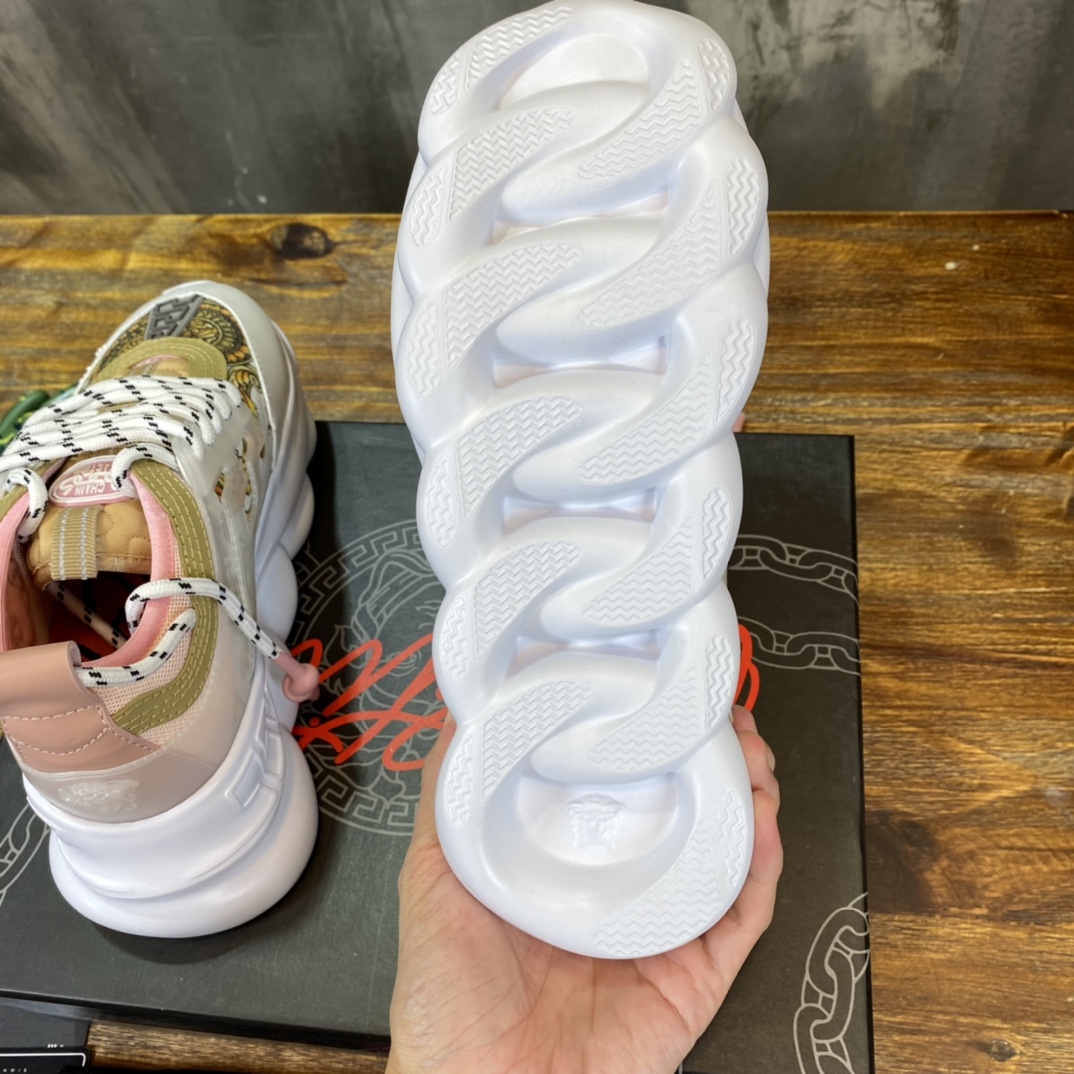 Versace Chain Reaction White Pink Yellow Barocco (W) - vstockx