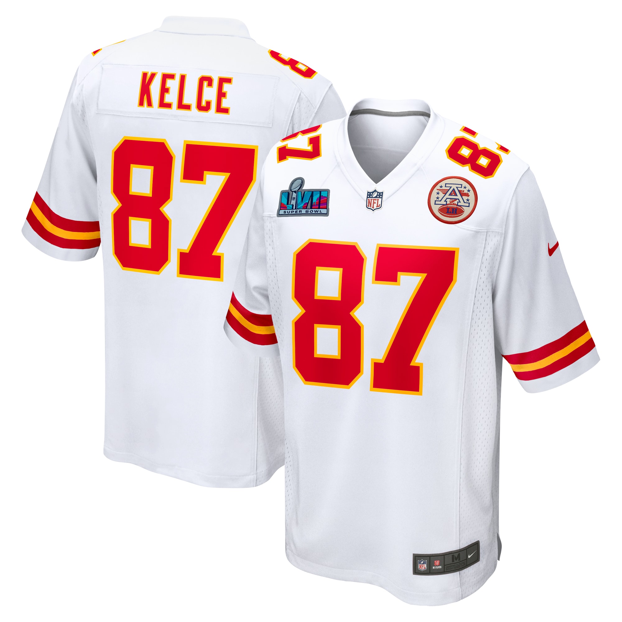 Travis Kelce Kansas City Chiefs Nike Super Bowl LVII Patch Away Game Jersey - White - vstockx