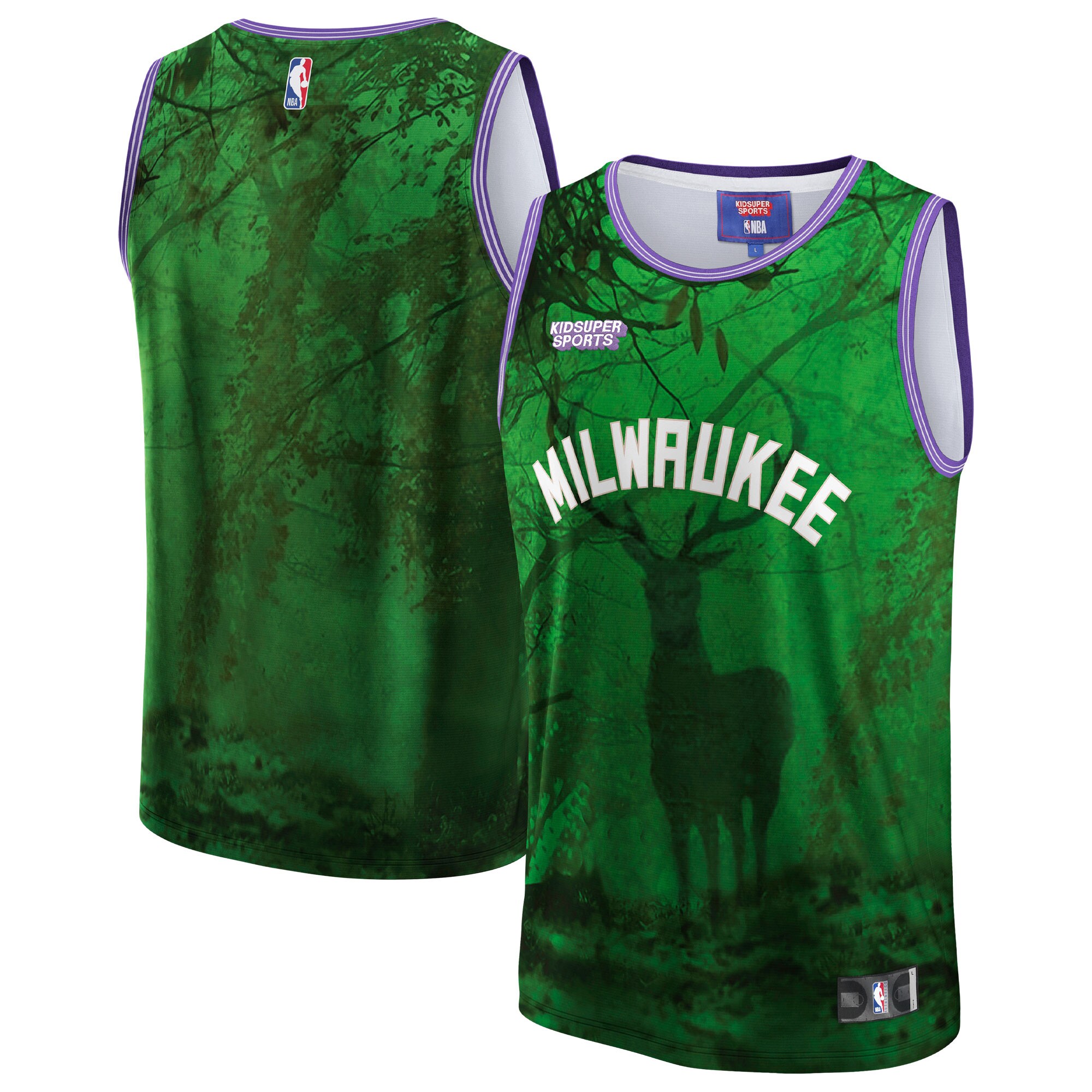 Milwaukee Bucks NBA & KidSuper Studios by Fanatics Unisex Hometown Jersey - Green - vstockx