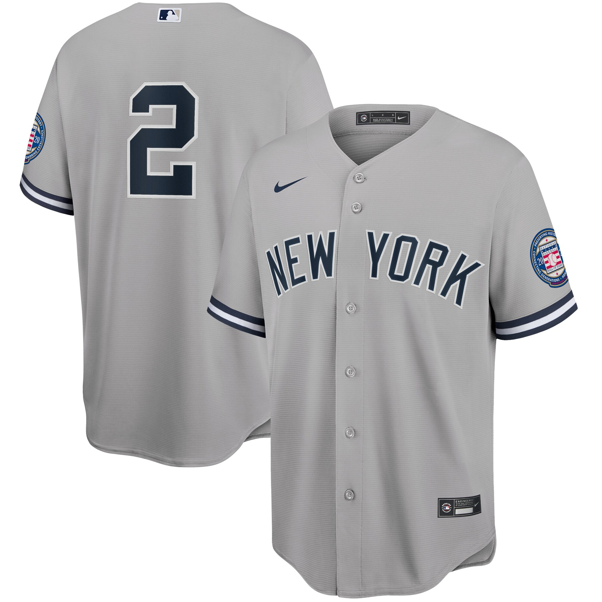 Derek Jeter New York Yankees Nike 2020 Hall of Fame Induction Replica Jersey - Gray - vstockx
