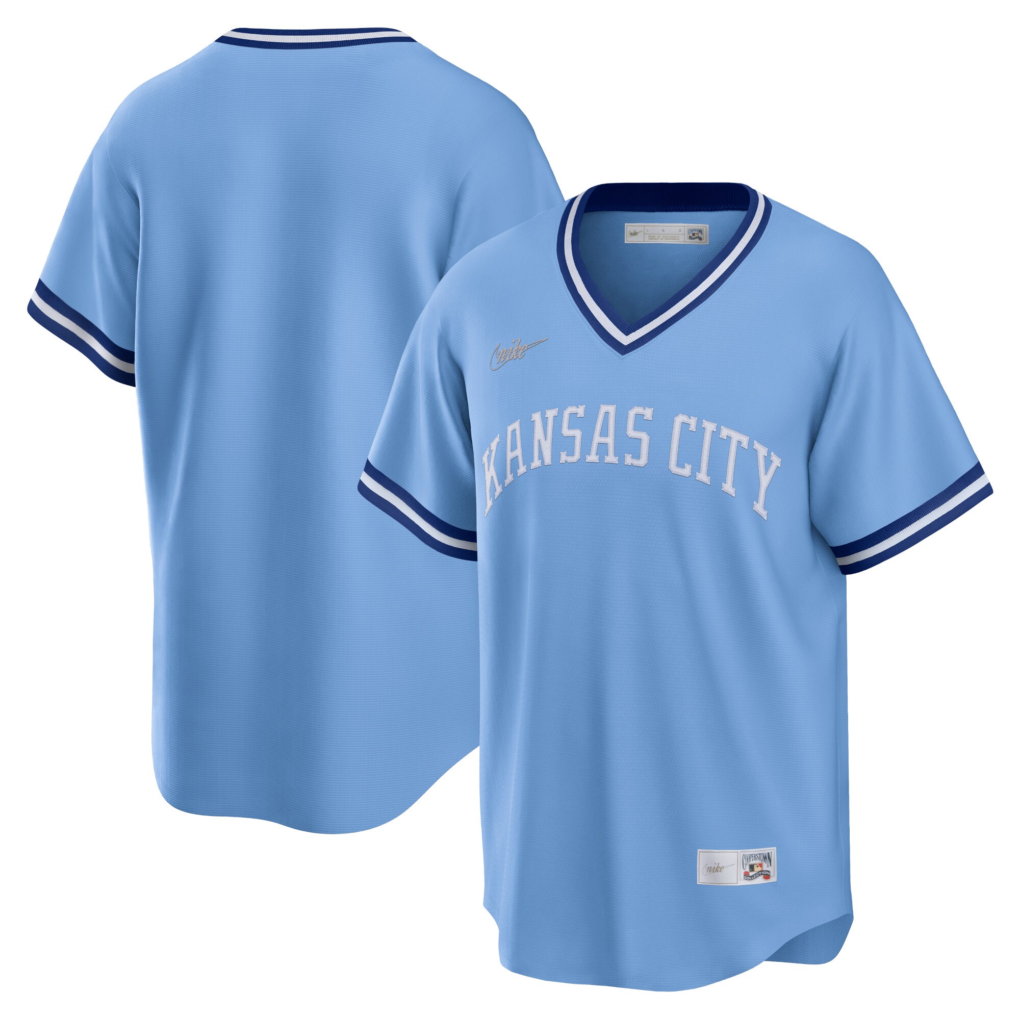 Kansas City Royals Nike Road Cooperstown Collection Team Jersey - Light Blue - vstockx