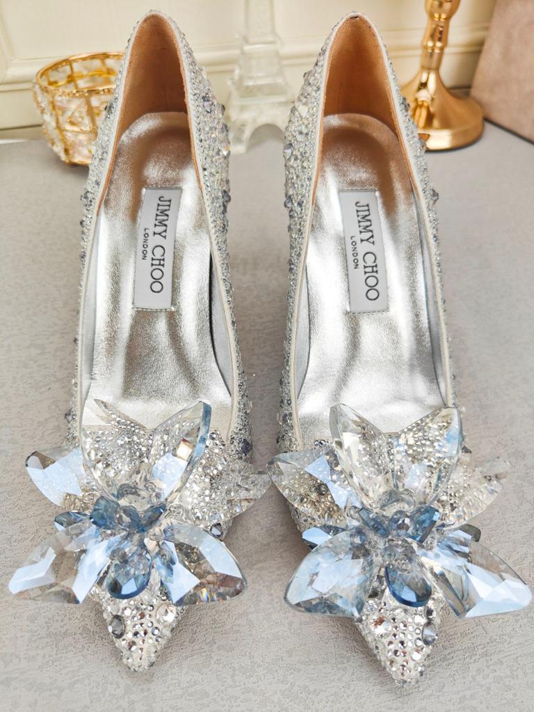 Jimmy Choo Allure Crystal high heels silver white - vstockx
