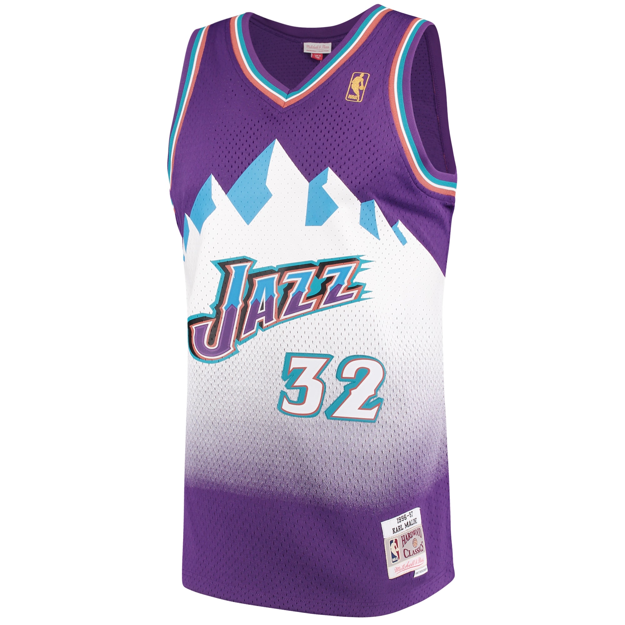Karl Malone Utah Jazz Mitchell & Ness Hardwood Classics Swingman Jersey - Purple - vstockx