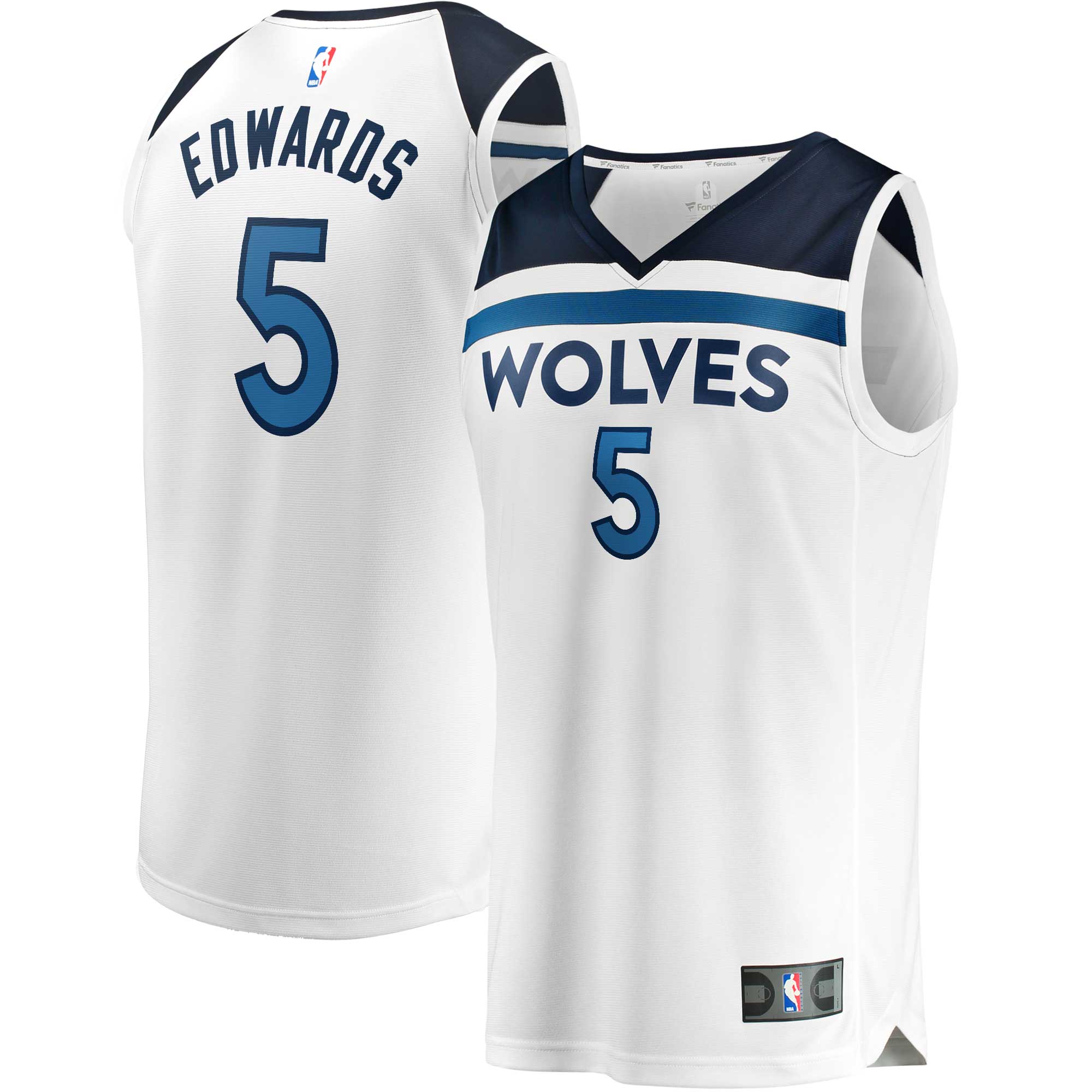 Men's Fanatics Branded Anthony Edwards White Minnesota Timberwolves 2022/23 Fast Break Replica Jersey - Association - vstockx