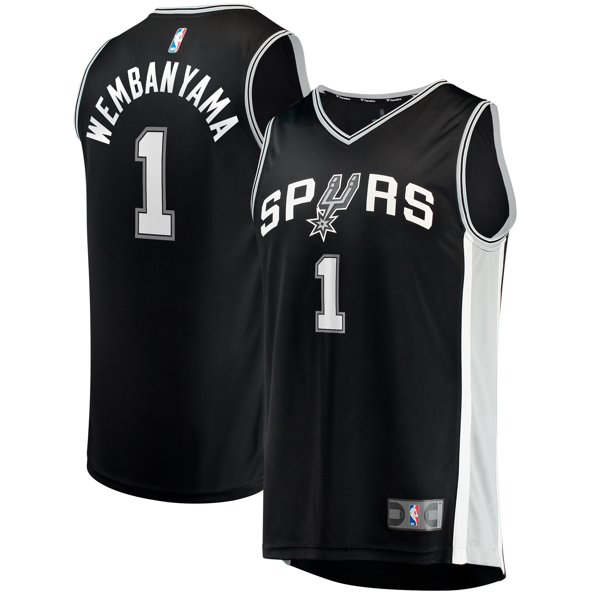 Men's Fanatics Branded Victor Wembanyama Black San Antonio Spurs 2023 NBA Draft First Round Pick Fast Break Replica - vstockx