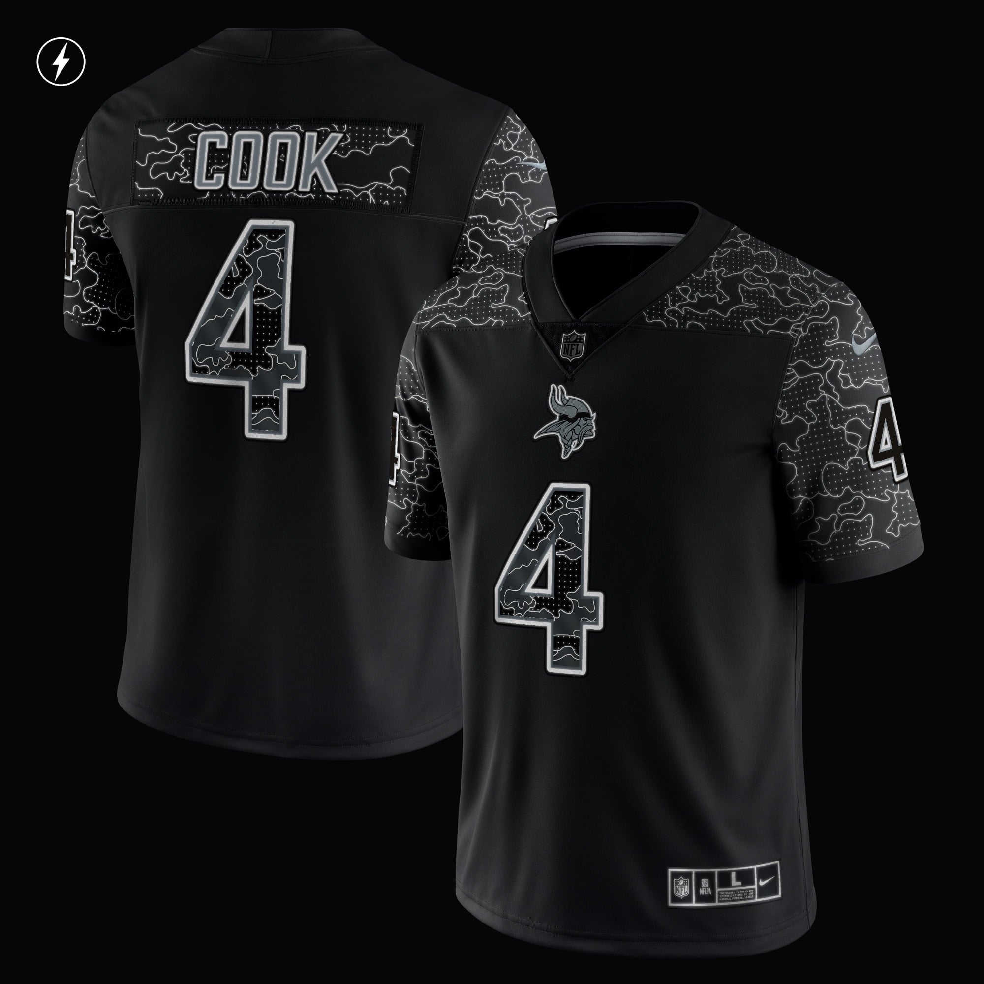 Men's Nike Dalvin Cook Black Minnesota Vikings RFLCTV Limited Jersey - vstockx