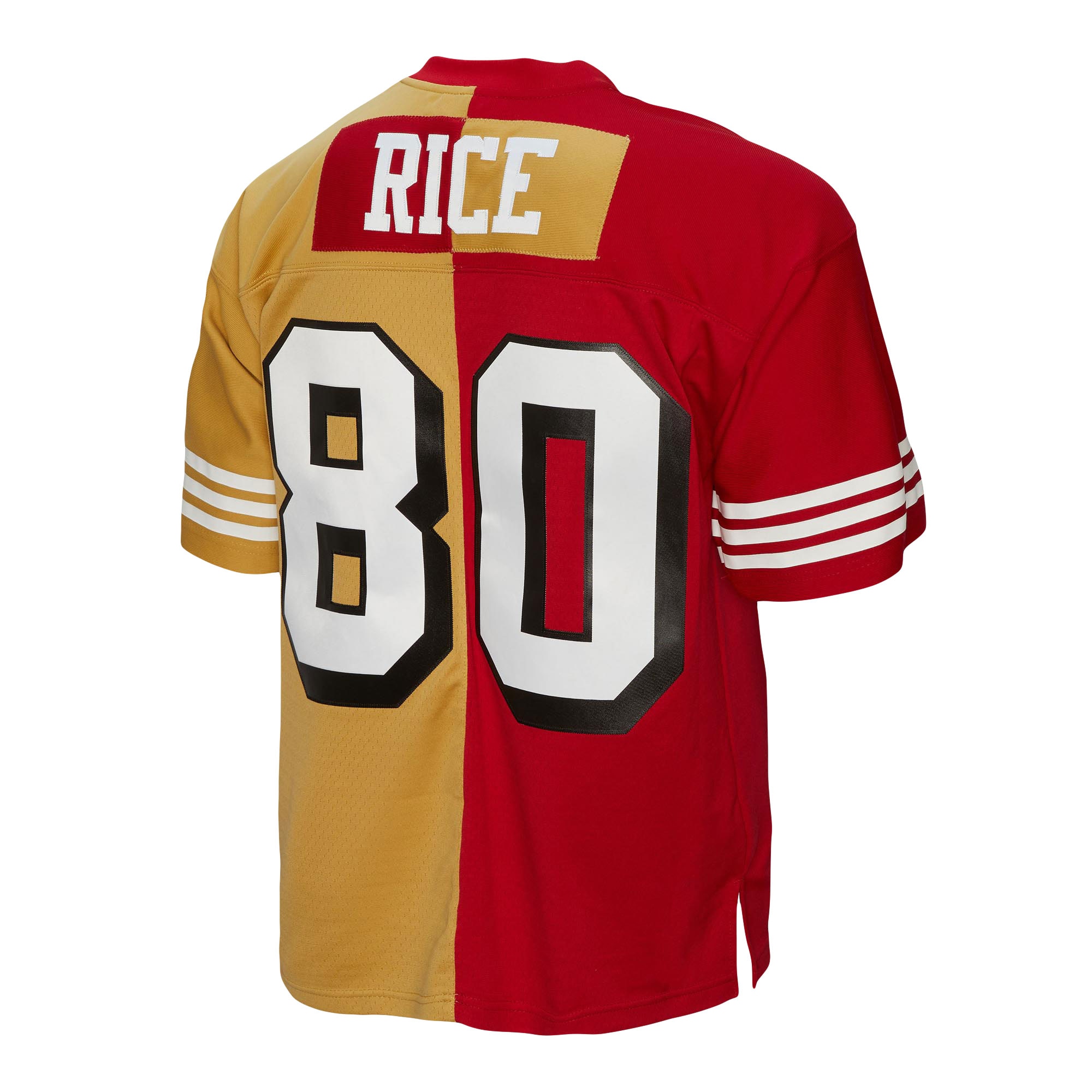 Jerry Rice San Francisco 49ers Mitchell & Ness 1994 Split Legacy Replica Jersey - Scarlet/Gold - vstockx
