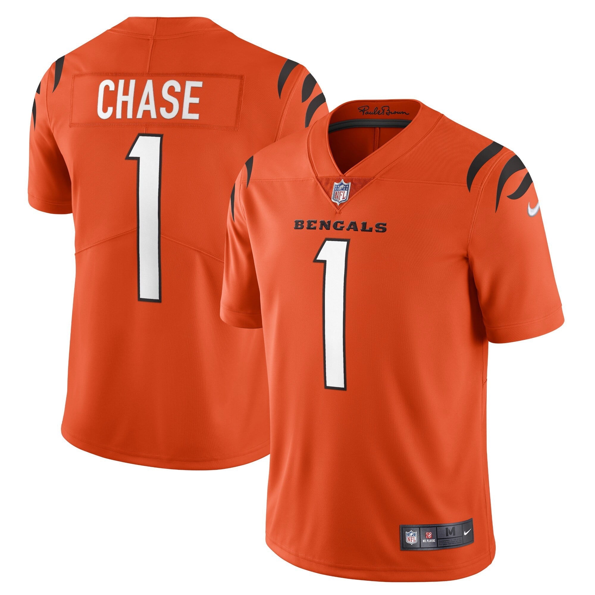 Men's Nike Ja'Marr Chase Orange Cincinnati Bengals Alternate Vapor Limited Jersey - vstockx