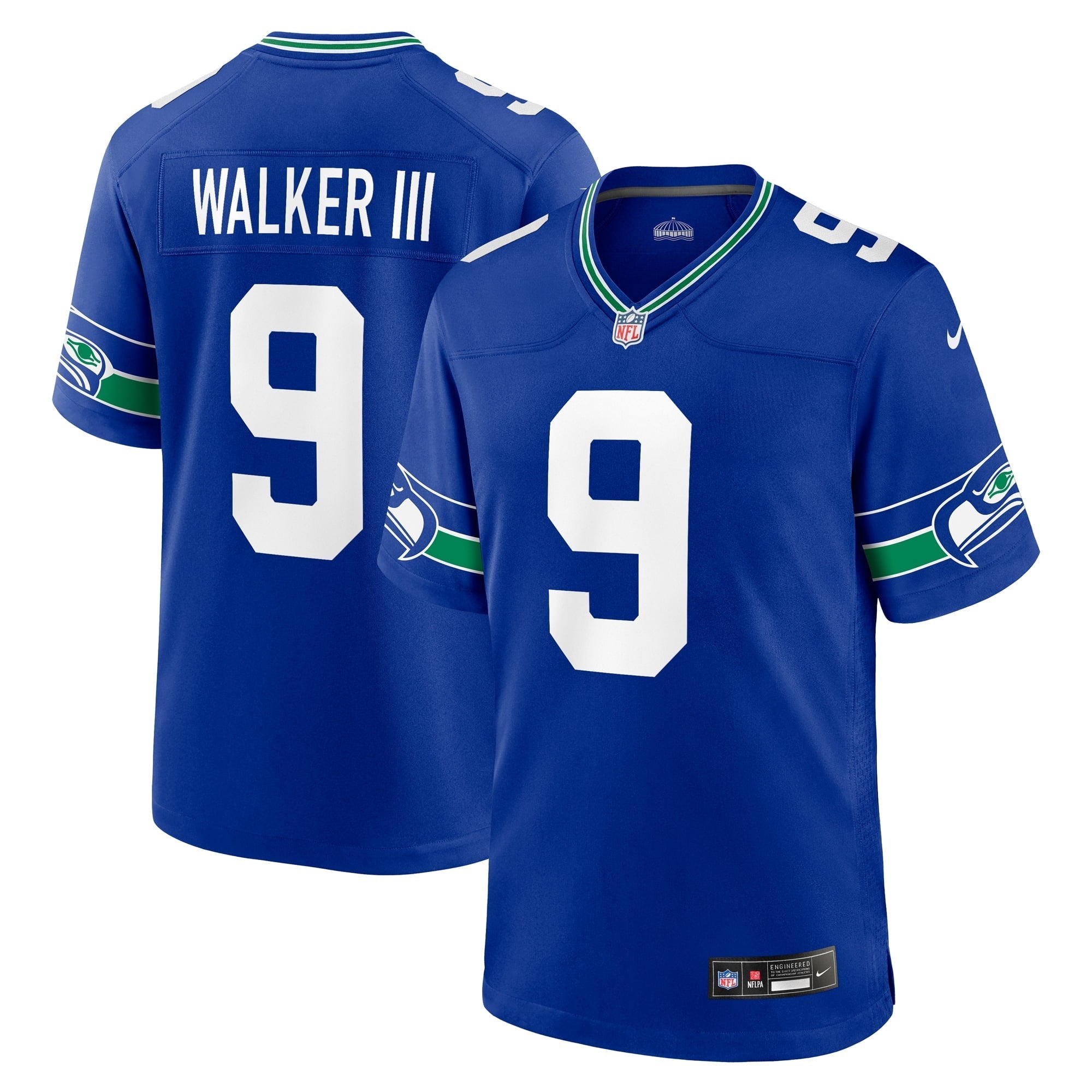 Men's Nike Kenneth Walker III Royal Seattle Seahawks Throwback Player Game Jersey - vstockx