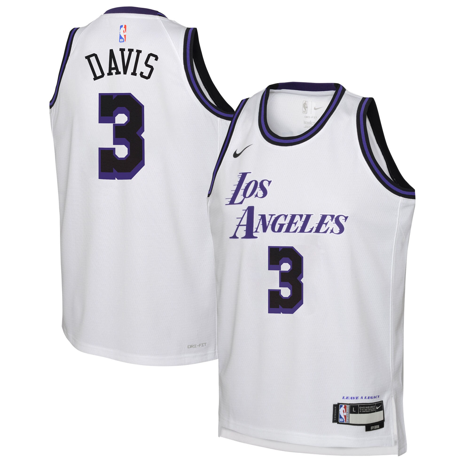 Anthony Davis Los Angeles Lakers Nike Youth 2022/23 Swingman Jersey - City Edition - White - vstockx