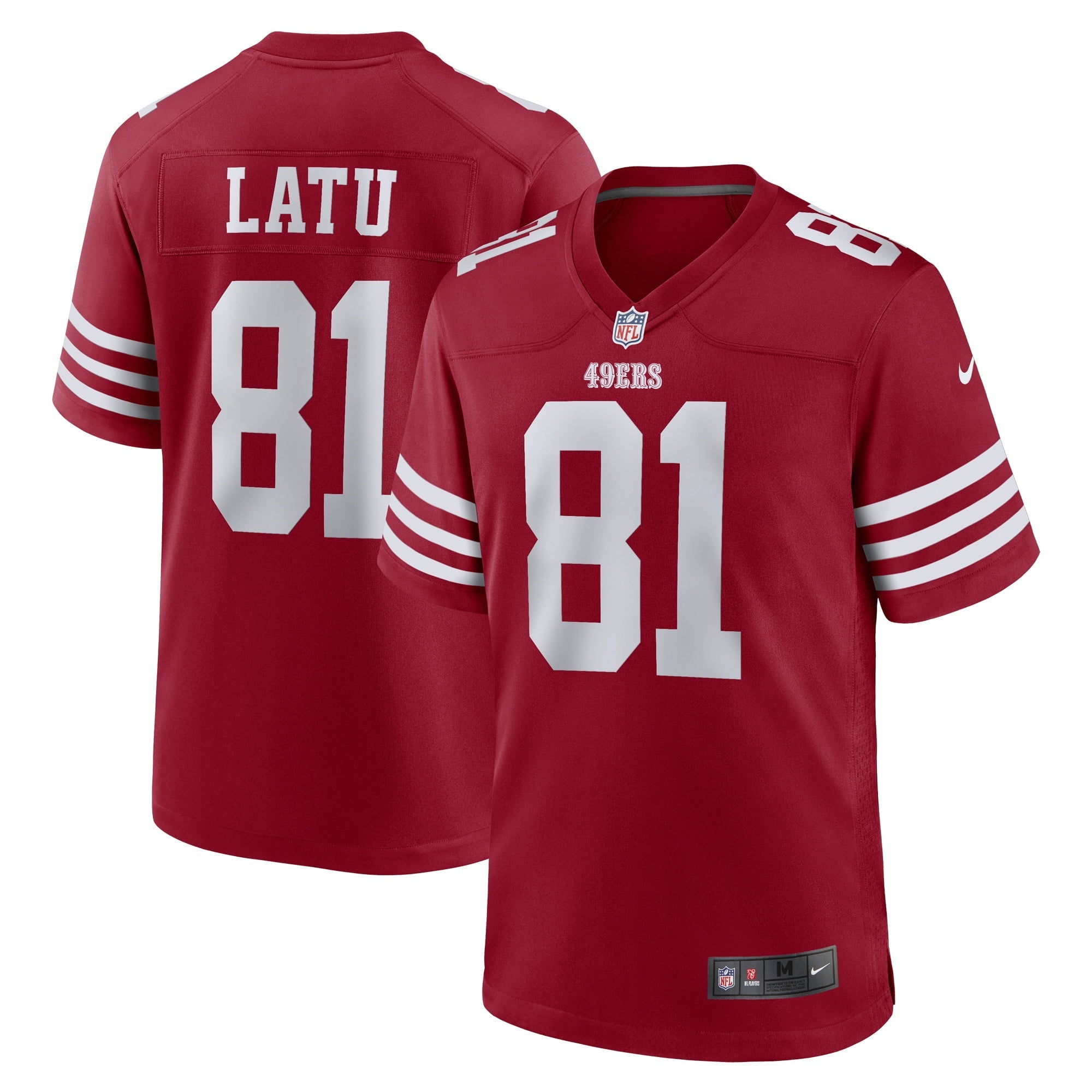 Men's Nike Cameron Latu Scarlet San Francisco 49ers Team Game Jersey - vstockx