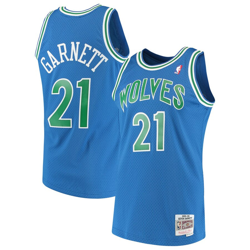 Mens Minnesota Timberwolves Kevin Garnett Mitchell & Ness Blue 1995-96 Hardwood Classics Swingman Jersey - vstockx