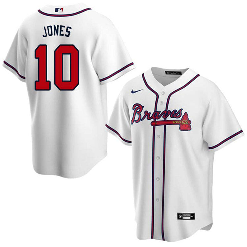 Men's Atlanta Braves Chipper Jones Replica Home Jersey - White - vstockx