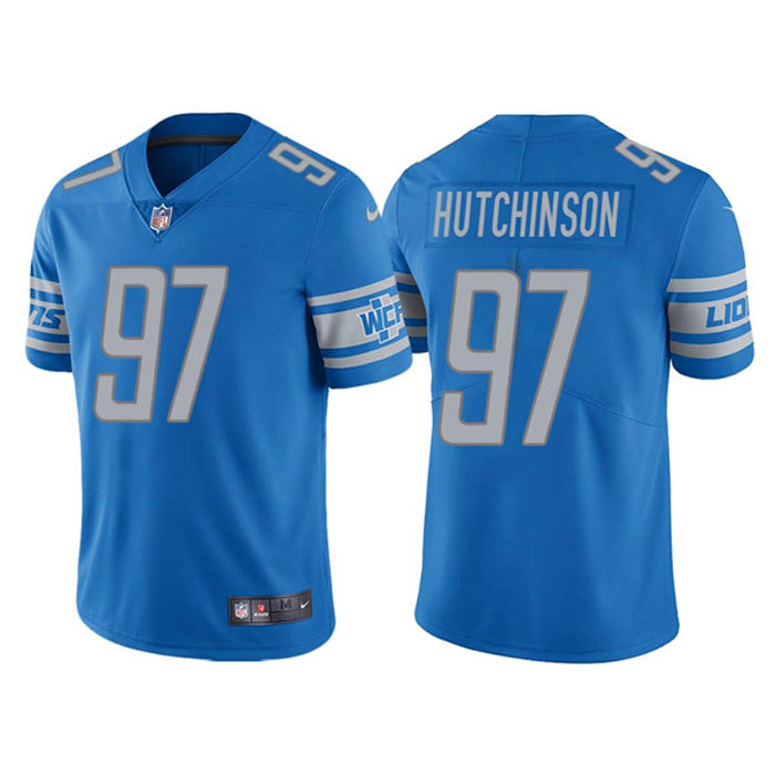 Youth Detroit Lions Aidan Hutchison Vapor Jersey - Blue - vstockx