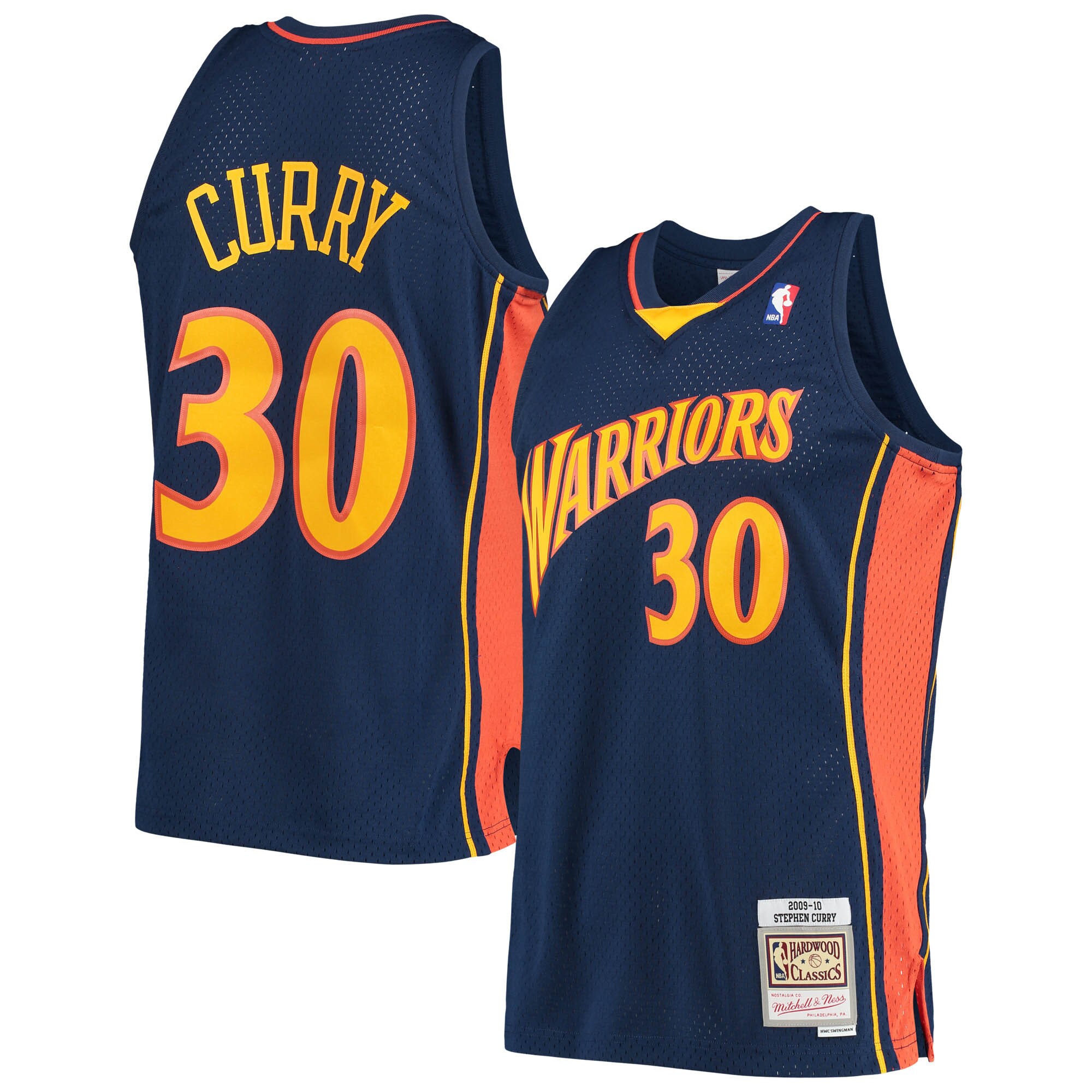 Stephen Curry Golden State Warriors Mitchell & Ness Hardwood Classics Swingman Jersey - Navy - vstockx