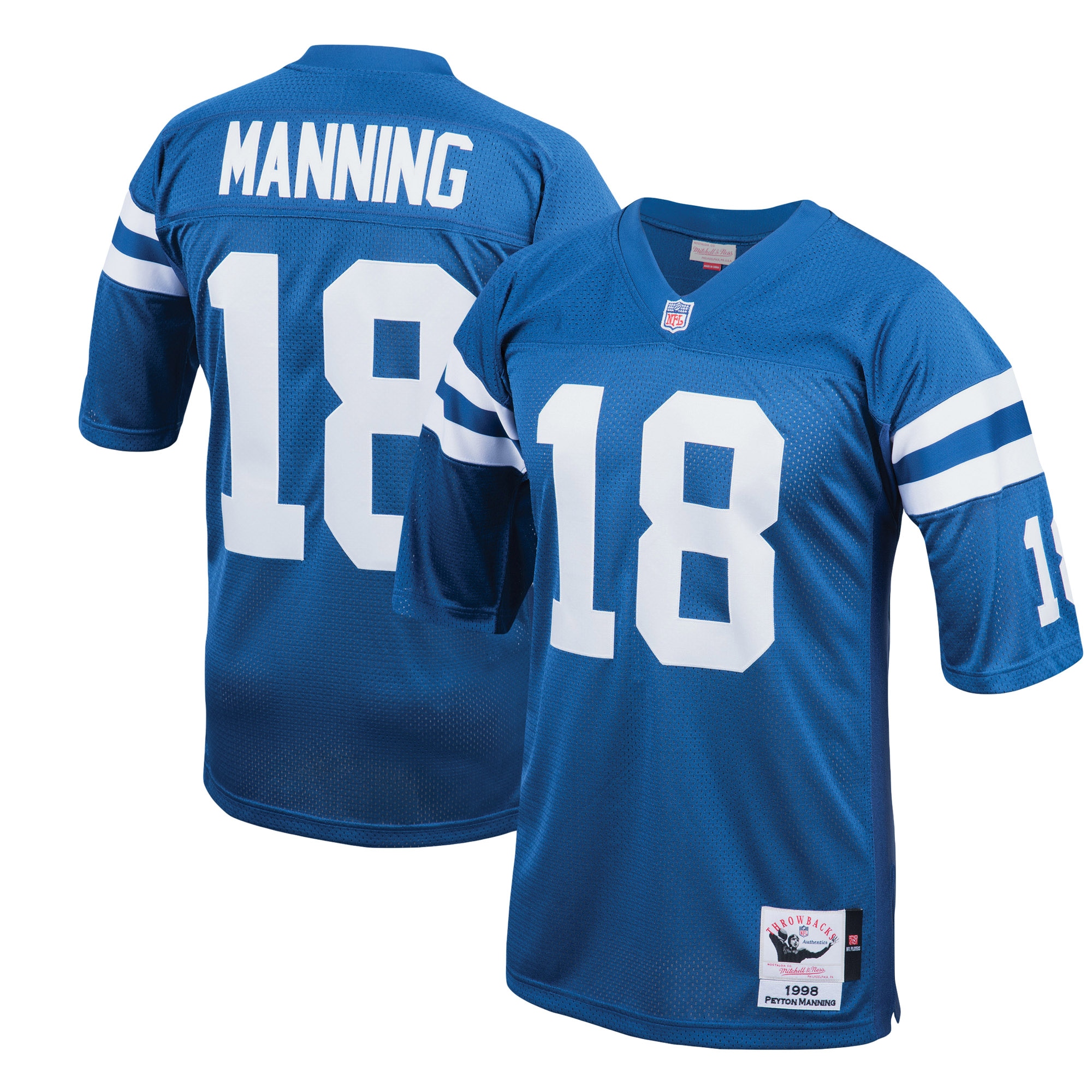 Peyton Manning Indianapolis Colts Mitchell & Ness 1998 Authentic Throwback Retired Player Jersey - Royal - vstockx