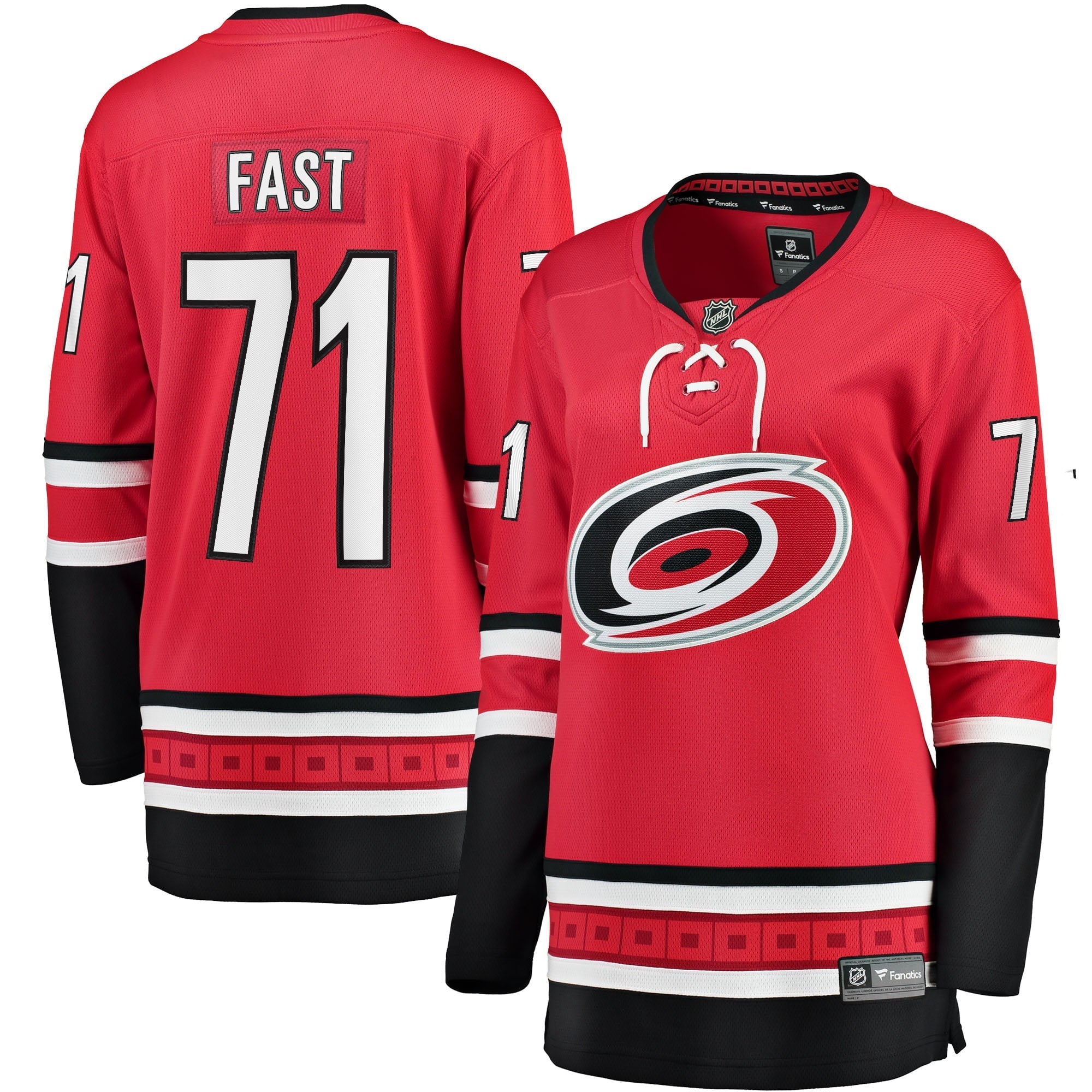 Women's Fanatics Branded Jesper Fast Red Carolina Hurricanes Home Breakaway Jersey - vstockx