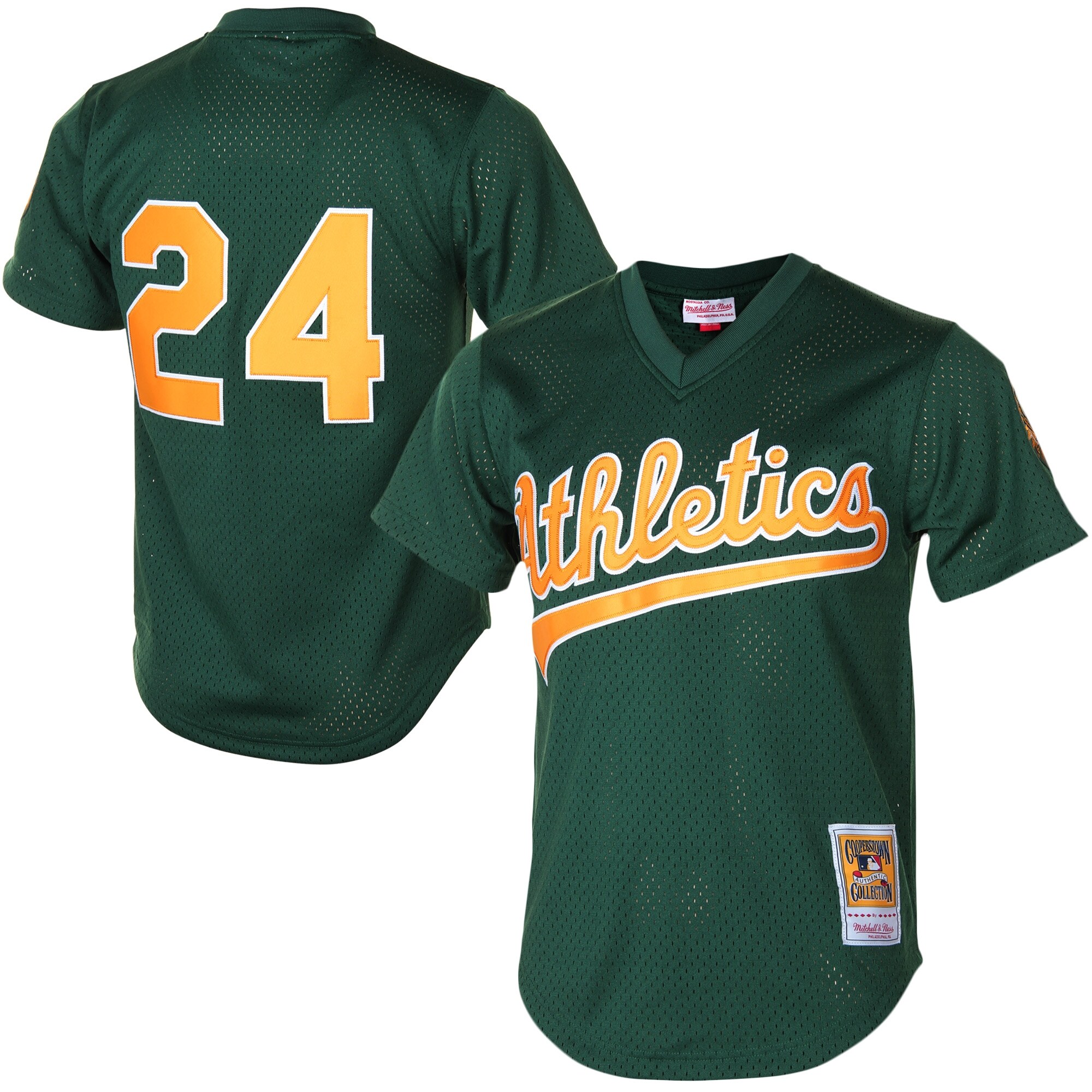 Rickey Henderson Oakland Athletics Mitchell & Ness 1998 Cooperstown Mesh Batting Practice Jersey - Green - vstockx