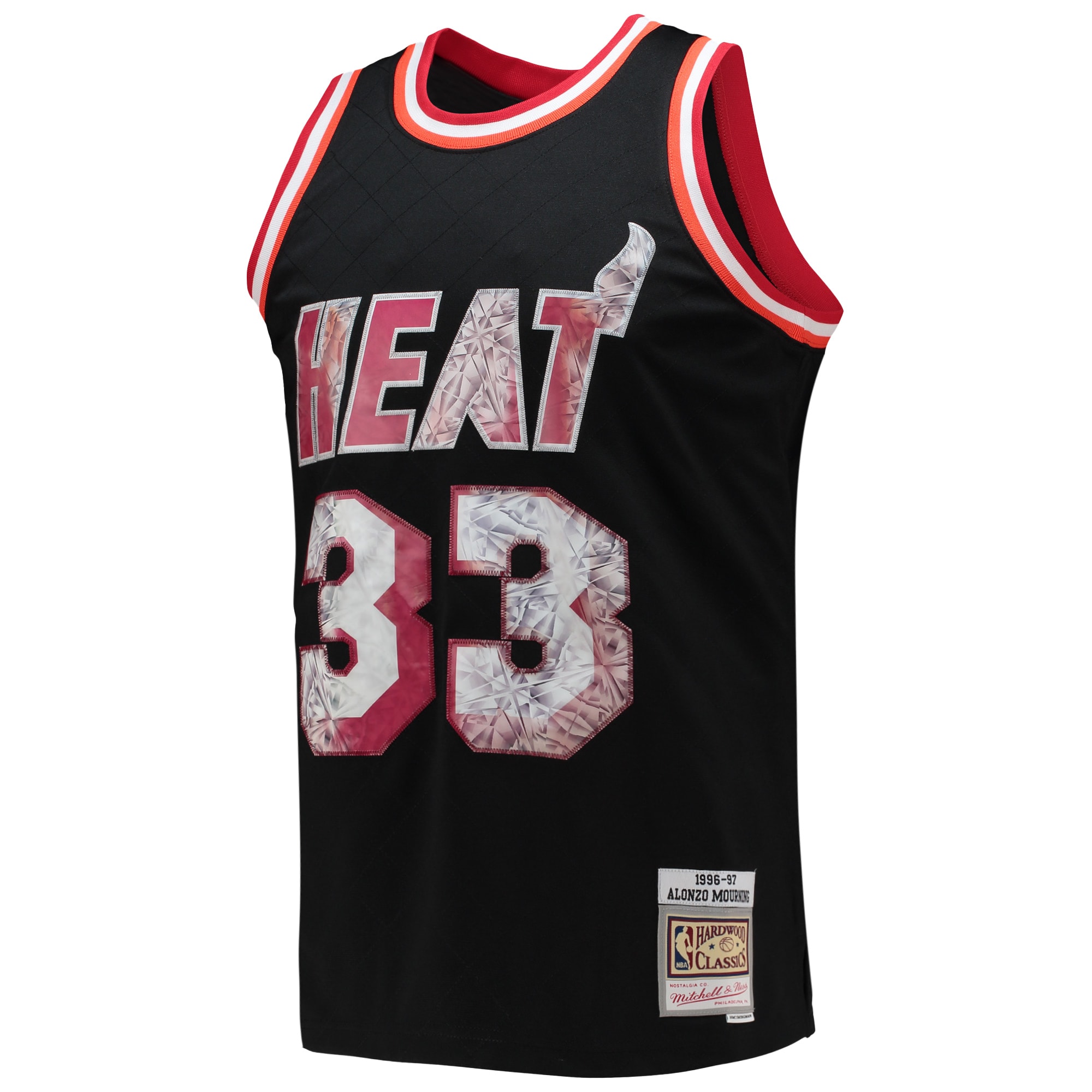 Alonzo Mourning Miami Heat Mitchell & Ness 1996-97 Hardwood Classics NBA 75th Anniversary Diamond Swingman Jersey - Black - vstockx