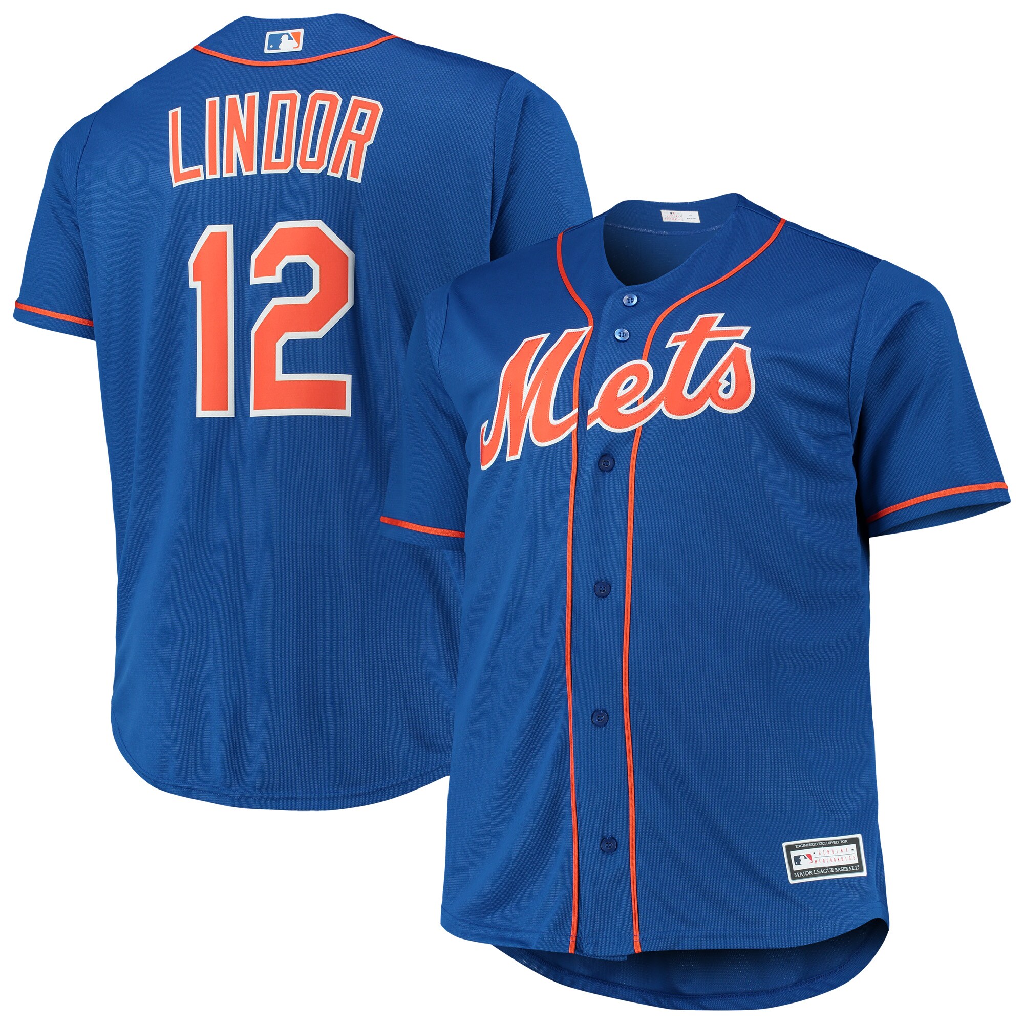 Francisco Lindor New York Mets Big & Tall Replica Player Jersey - Royal - vstockx
