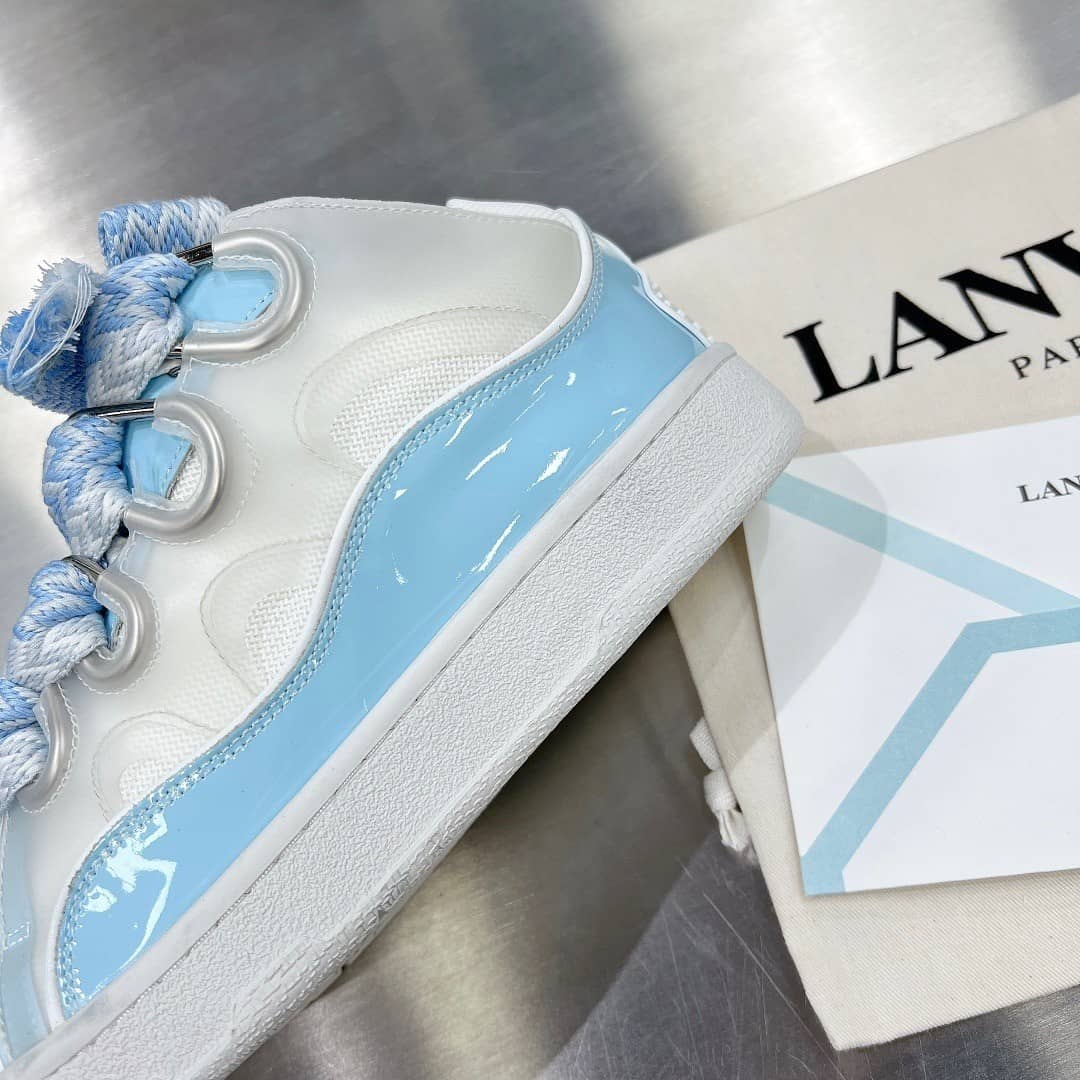 Lanvin Leather Curb White Blue (Women's) - vstockx
