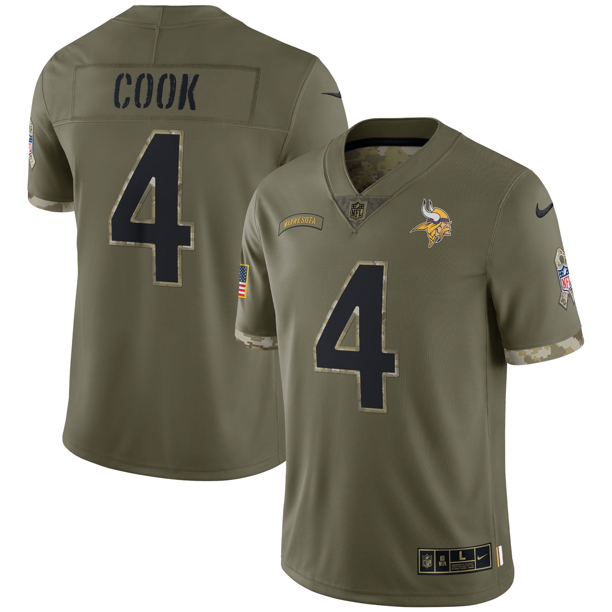 Men's Nike Dalvin Cook Olive Minnesota Vikings 2022 Salute To Service Limited Jersey - vstockx