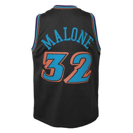 Youth Utah Jazz Karl Malone Mitchell & Ness 1996-97 Hardwood Classics Reload 2.0 Swingman Jersey-Black - vstockx
