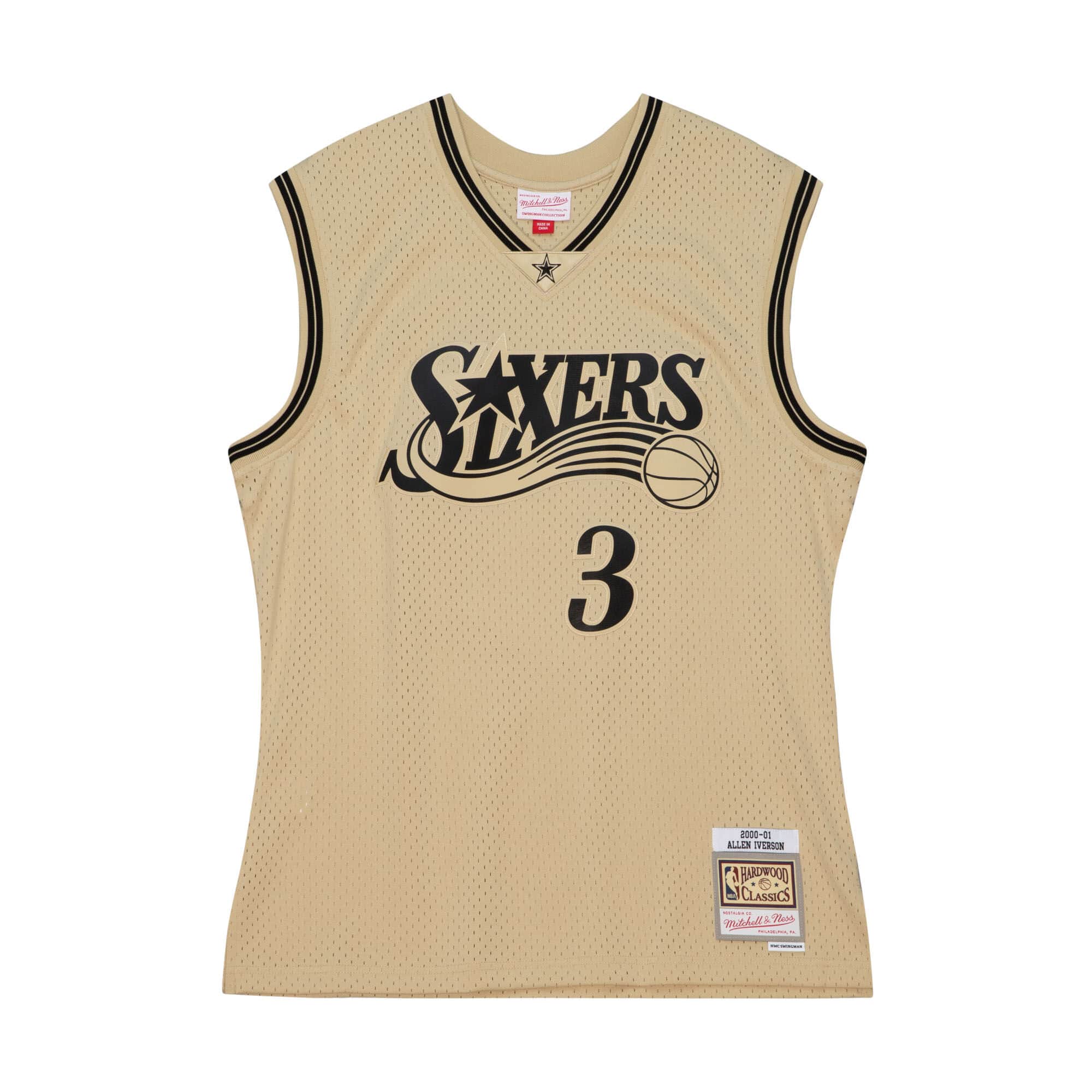 Khaki Black Swingman Allen Iverson Philadelphia 76ers 2000-01 Jersey - vstockx