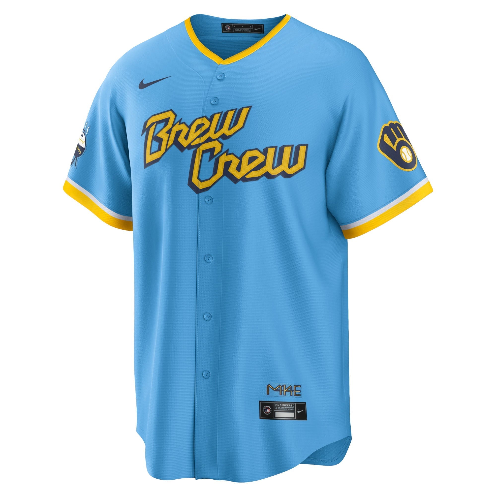 Men's Nike Christian Yelich Powder Blue Milwaukee Brewers 2022 City Connect Replica Player Jersey - vstockx