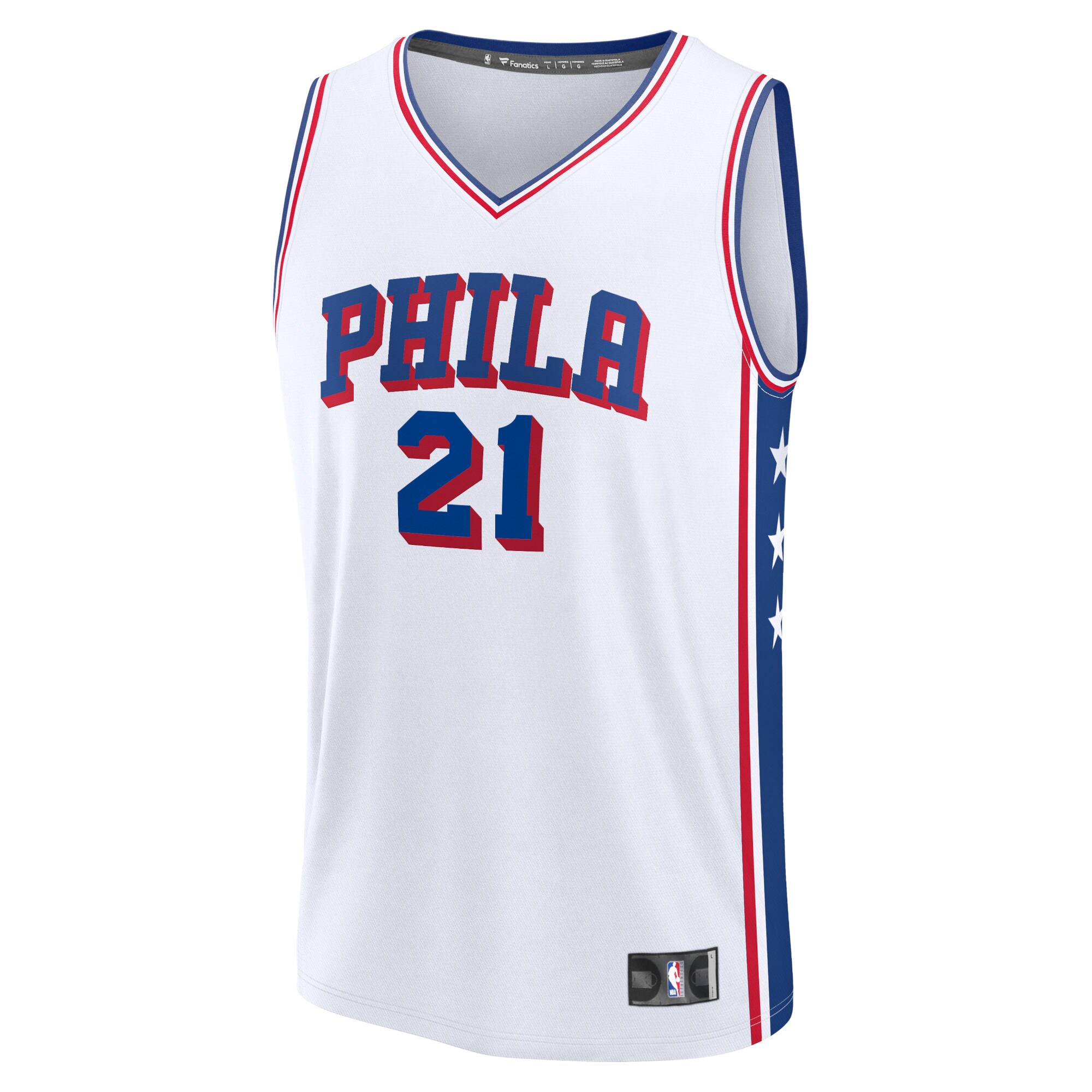 Joel Embiid Philadelphia 76ers Fanatics Branded 2023/24 Fast Break Replica Jersey - Association Edition - White - vstockx