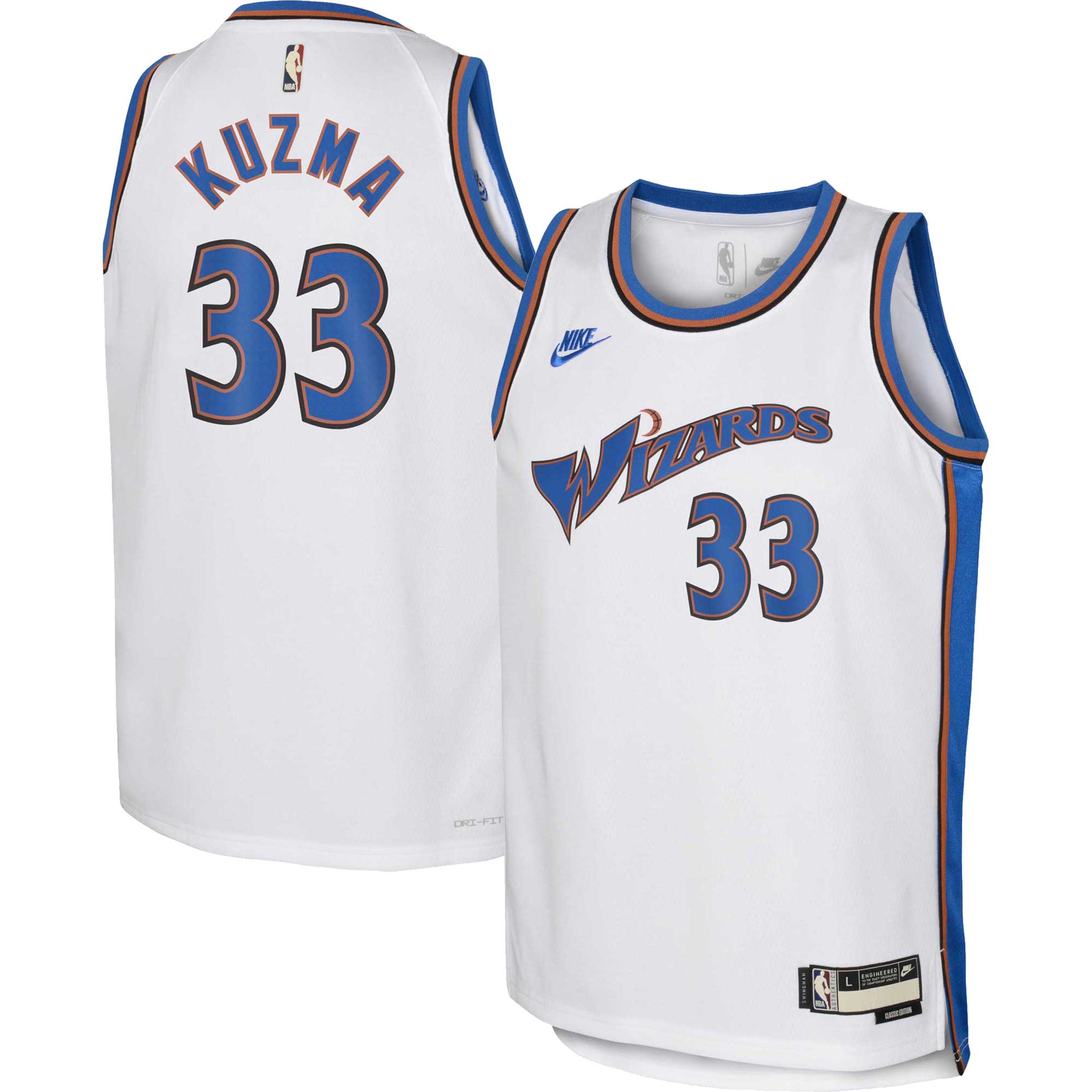 Kyle Kuzma Washington Wizards Nike Youth 2022/23 Swingman Jersey White - Classic Edition - vstockx