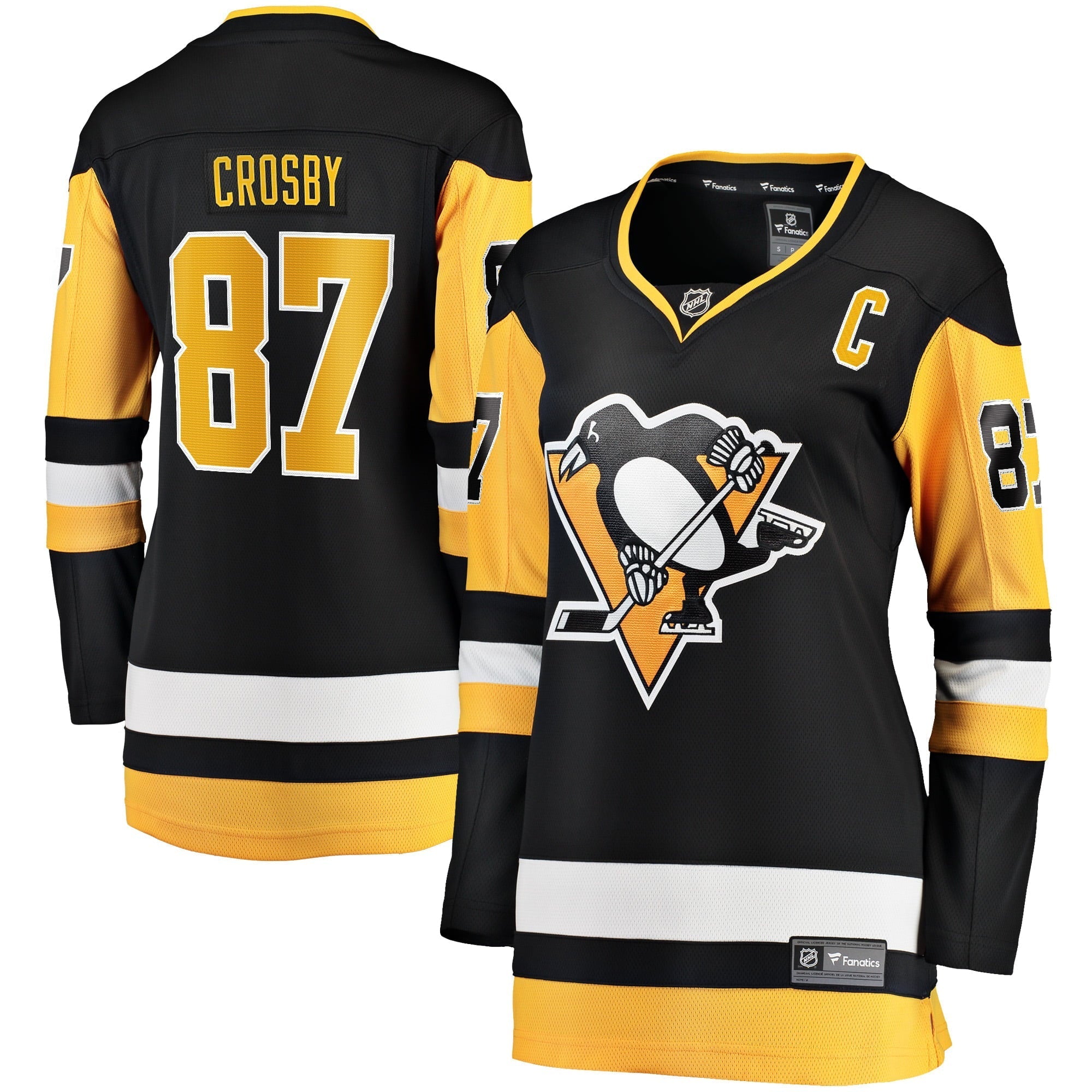 Women's Fanatics Branded Sidney Crosby Black Pittsburgh Penguins Captain Patch Home Breakaway Jersey - vstockx