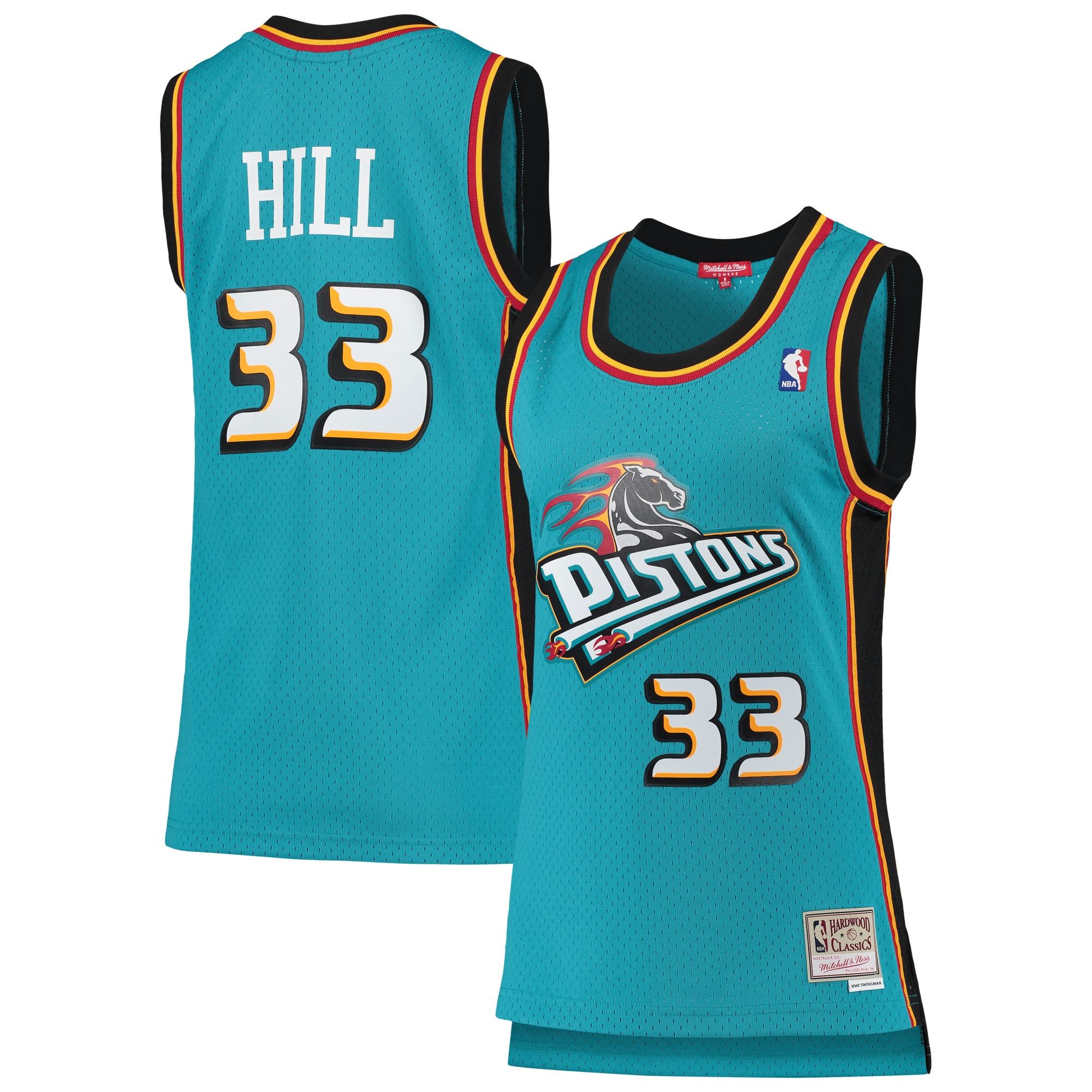 Grant Hill Detroit Pistons Mitchell & Ness Women's 1998-99 Hardwood Classics Swingman Jersey - Teal - vstockx
