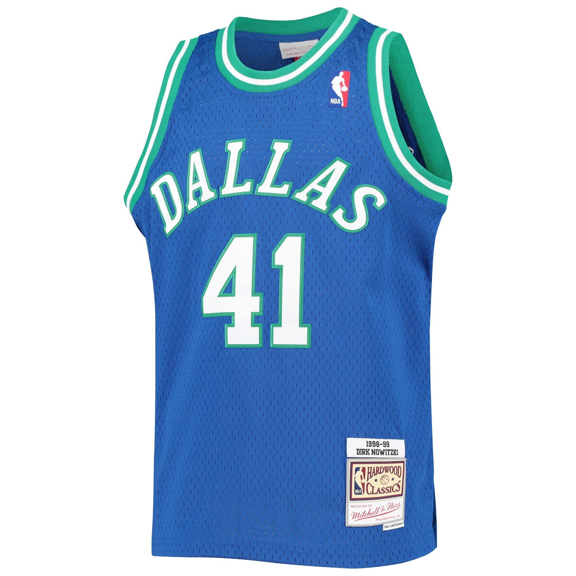 Dirk Nowitzki Dallas Mavericks Mitchell & Ness Youth 1998-99 Hardwood Classics Swingman Jersey - Blue - vstockx