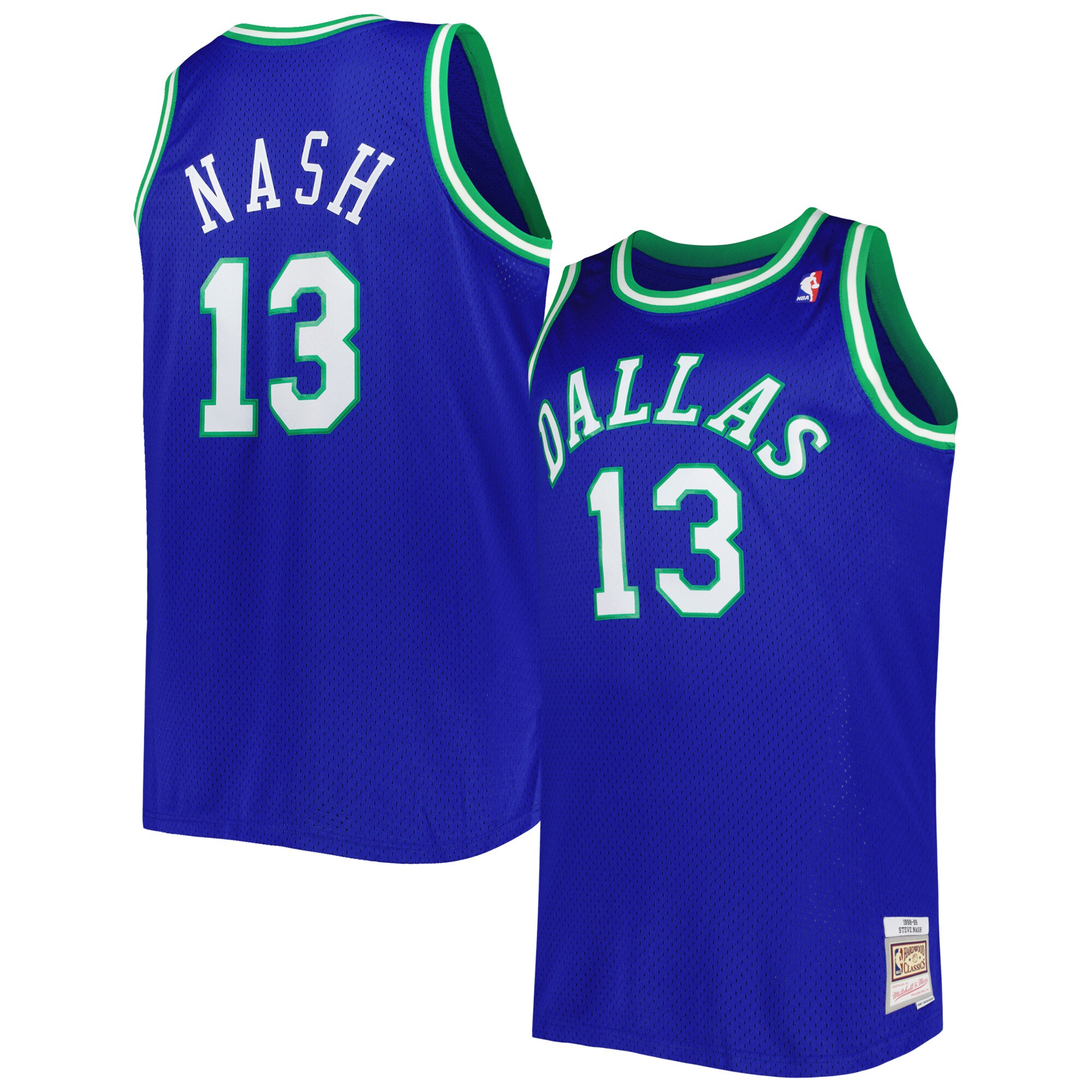 Steve Nash Dallas Mavericks Mitchell & Ness Big & Tall Hardwood Classics 1998/99 Swingman Jersey - Blue - vstockx
