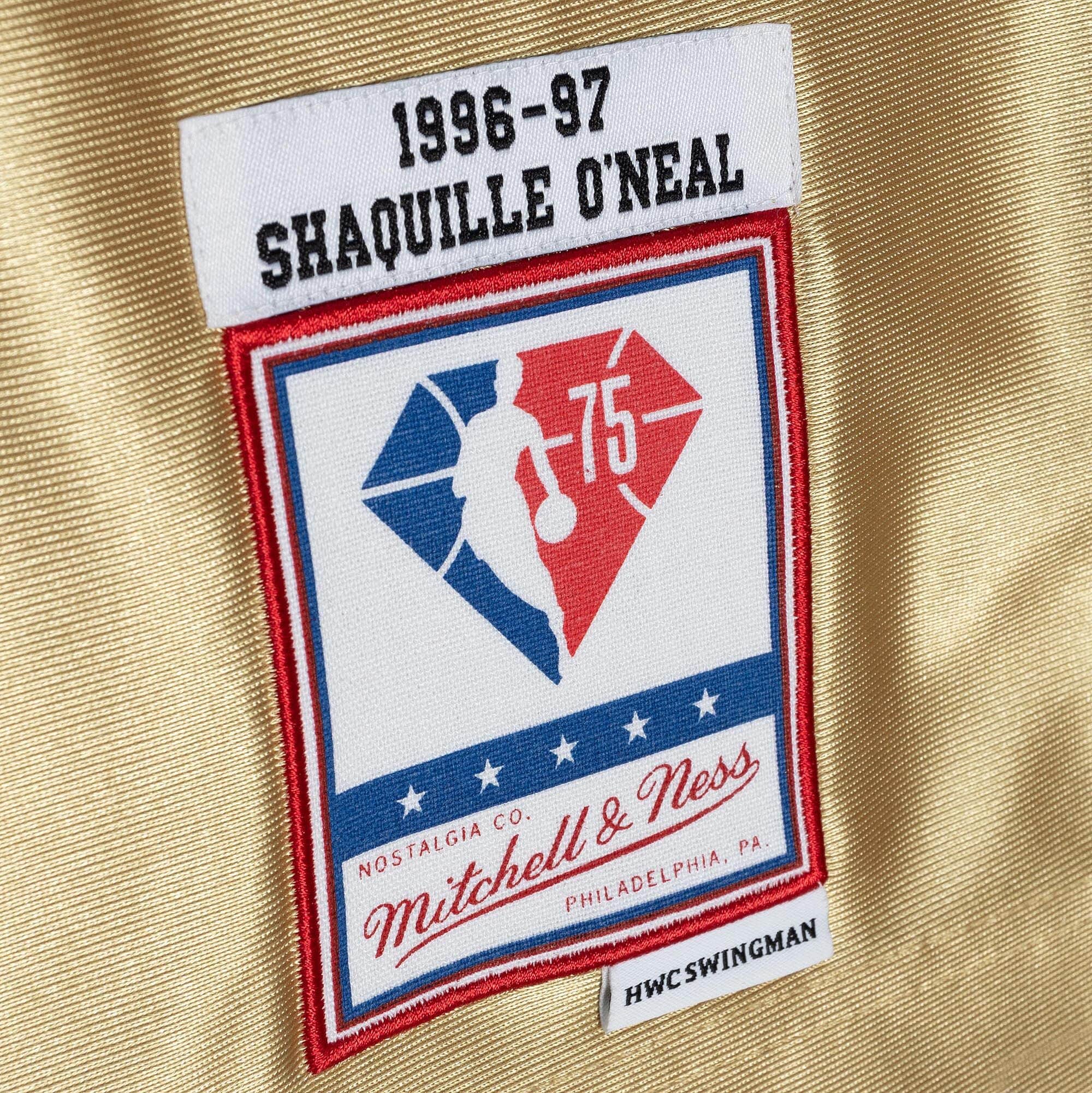 75th Anniversary Gold Swingman Shaquille O'Neal Los Angeles Lakers 1996-97 Jersey - vstockx