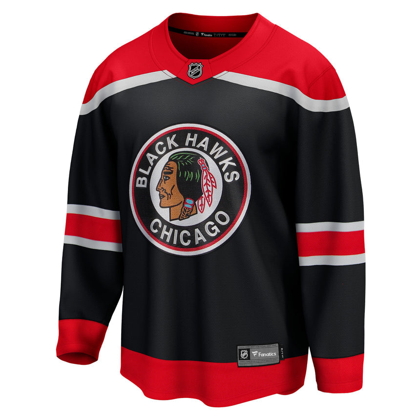 Men's Chicago Blackhawks Fanatics Branded Black 2020/21 Reverse Retro Special Edition Breakaway Blank Jersey - vstockx