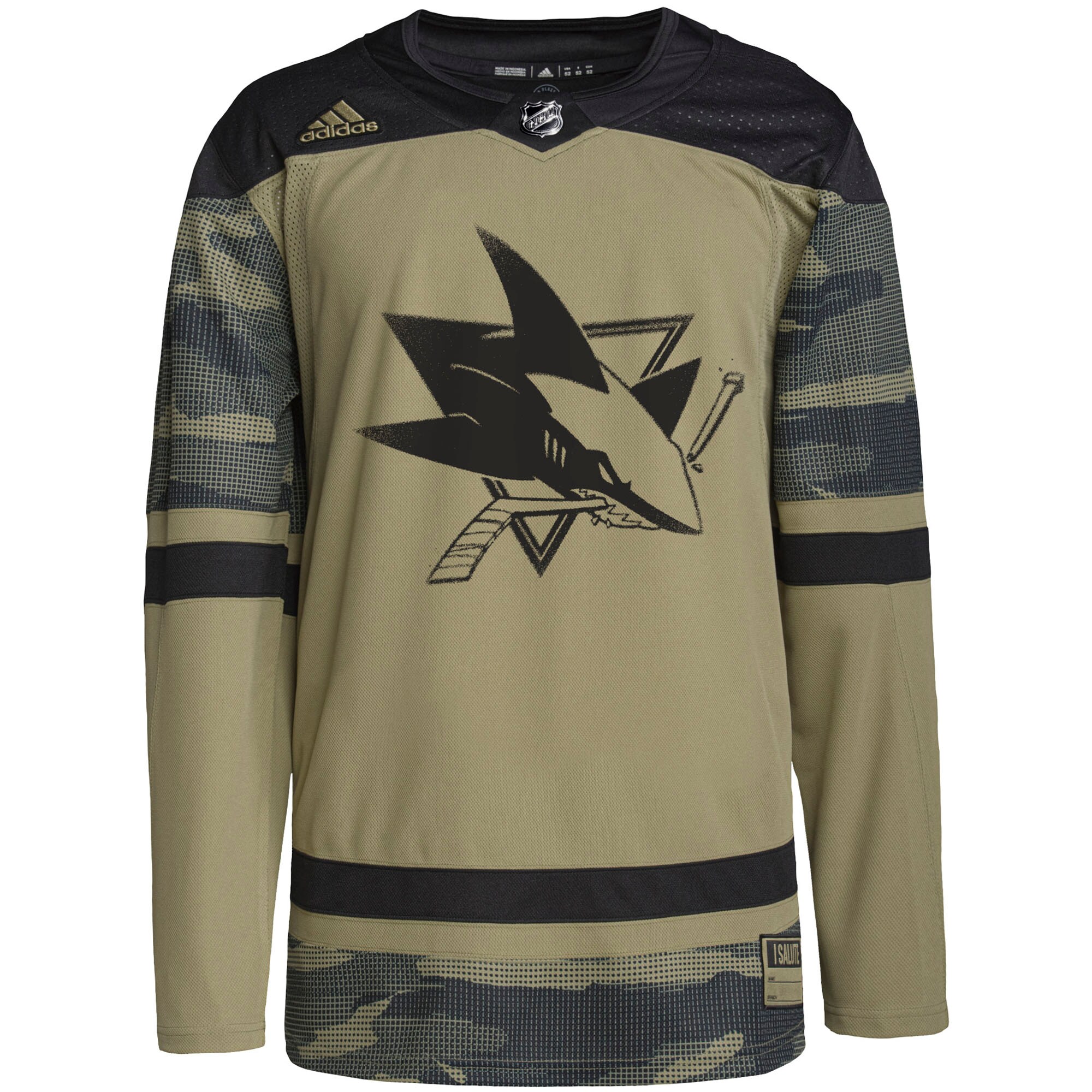 San Jose Sharks adidas Military Appreciation Team Authentic Practice Jersey - Camo - vstockx