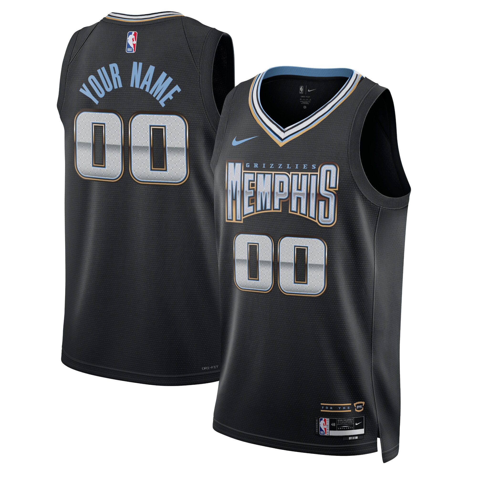 Memphis Grizzlies Nike Unisex 2022/23 Swingman Custom Jersey - City Edition - Black - vstockx