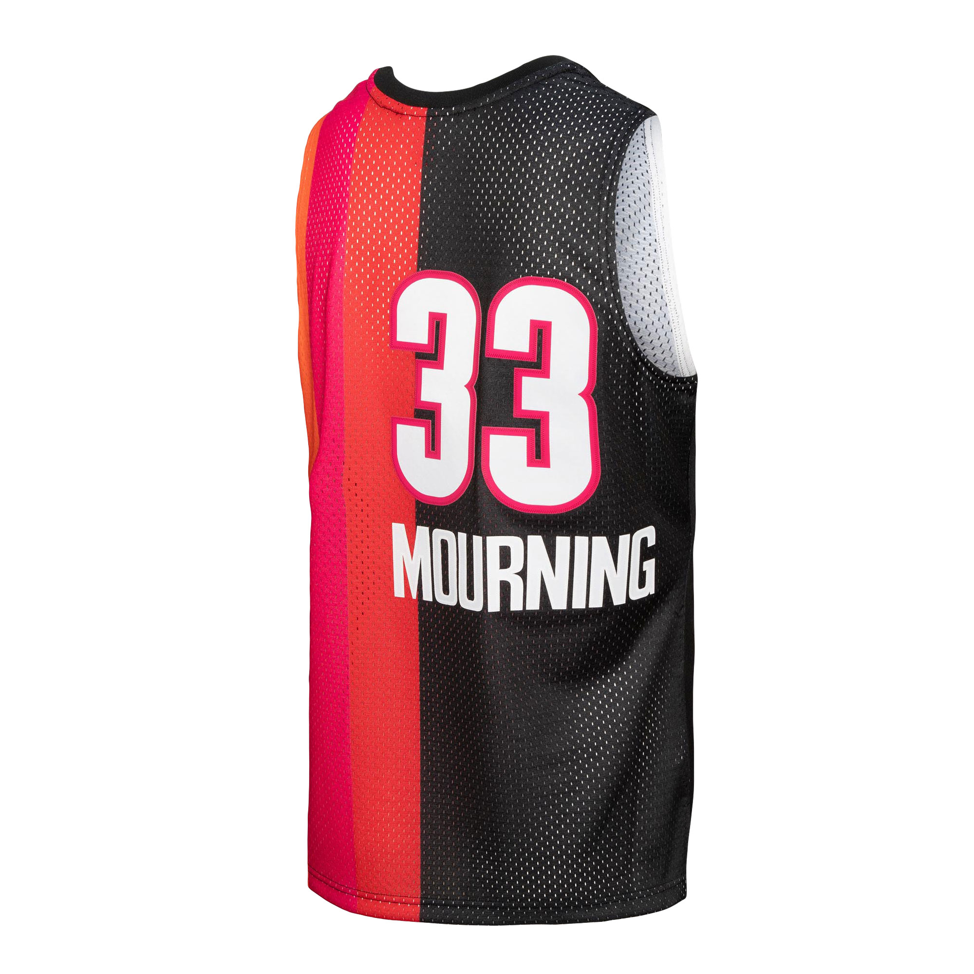 Alonzo Mourning Miami Heat Mitchell & Ness Hardwood Classics 2005/06 Split Swingman Jersey - Black/Red - vstockx