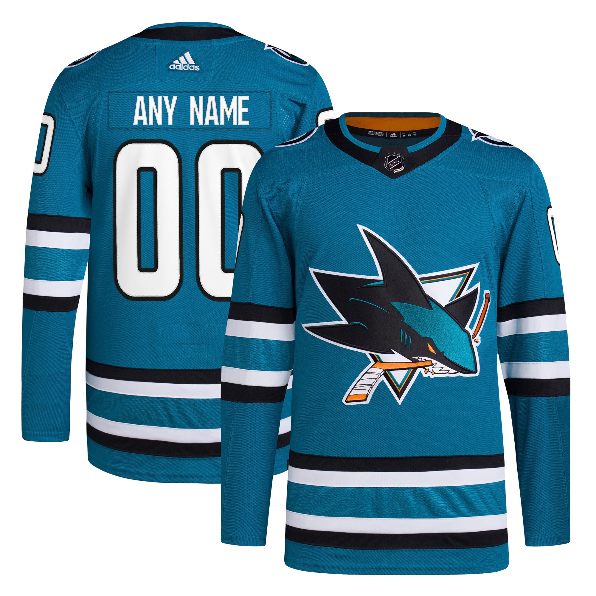 San Jose Sharks adidas Home Primegreen Authentic Pro Custom Jersey - Teal - vstockx