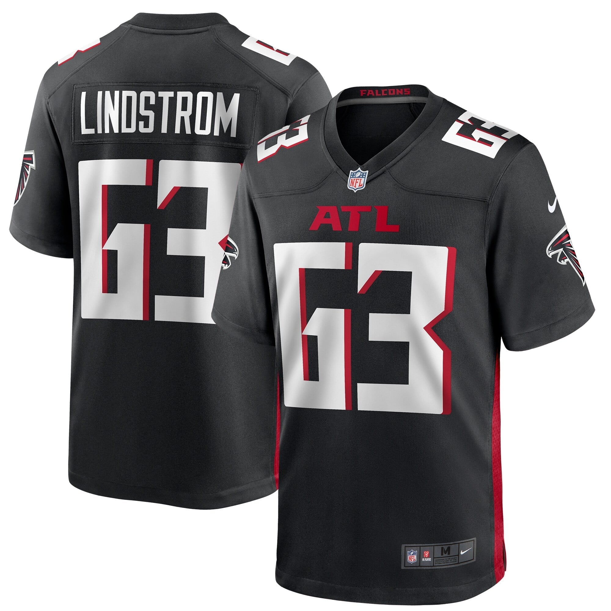 Men's Nike Chris Lindstrom Black Atlanta Falcons Game Jersey - vstockx