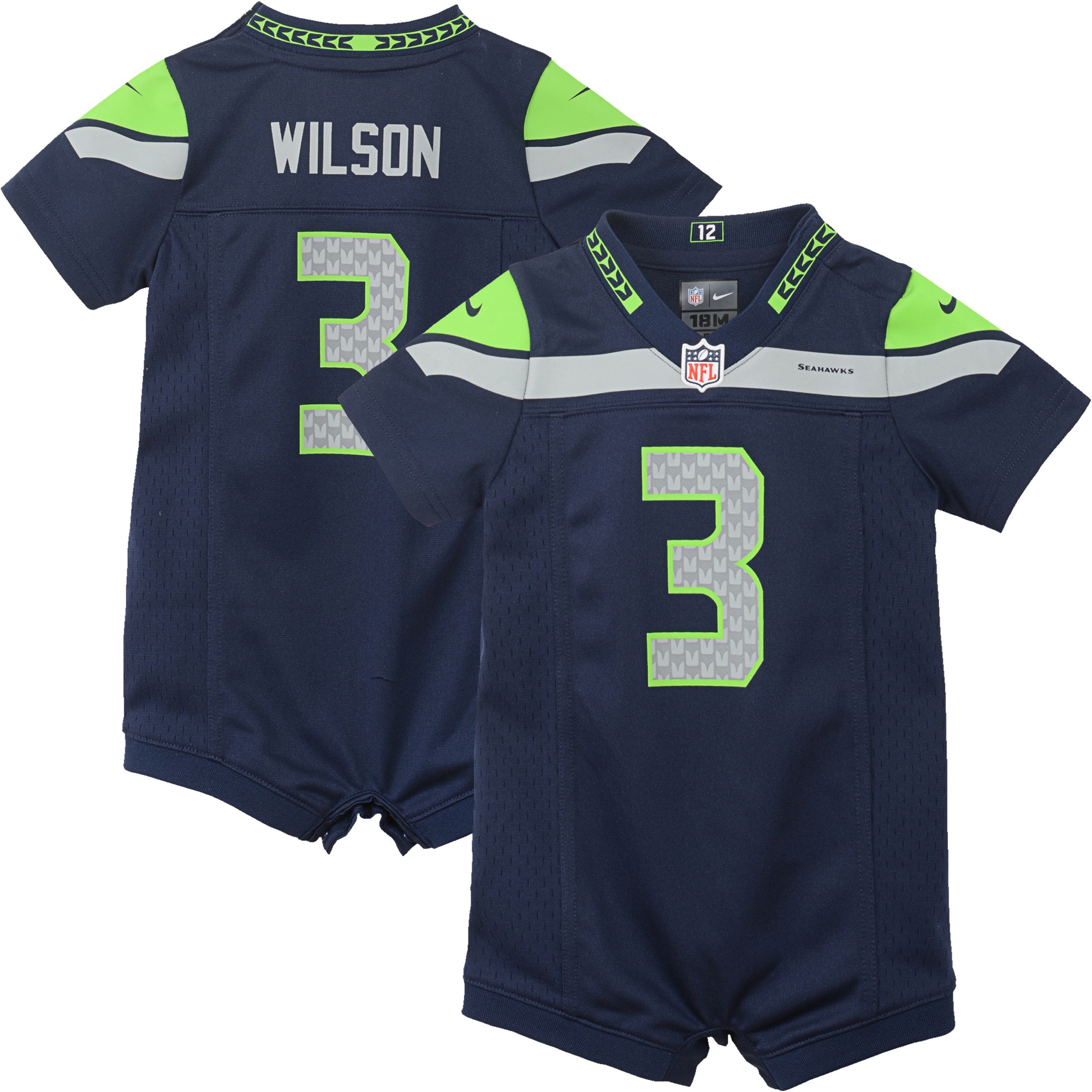 Russell Wilson Seattle Seahawks Nike Infant Romper Jersey - Navy - vstockx