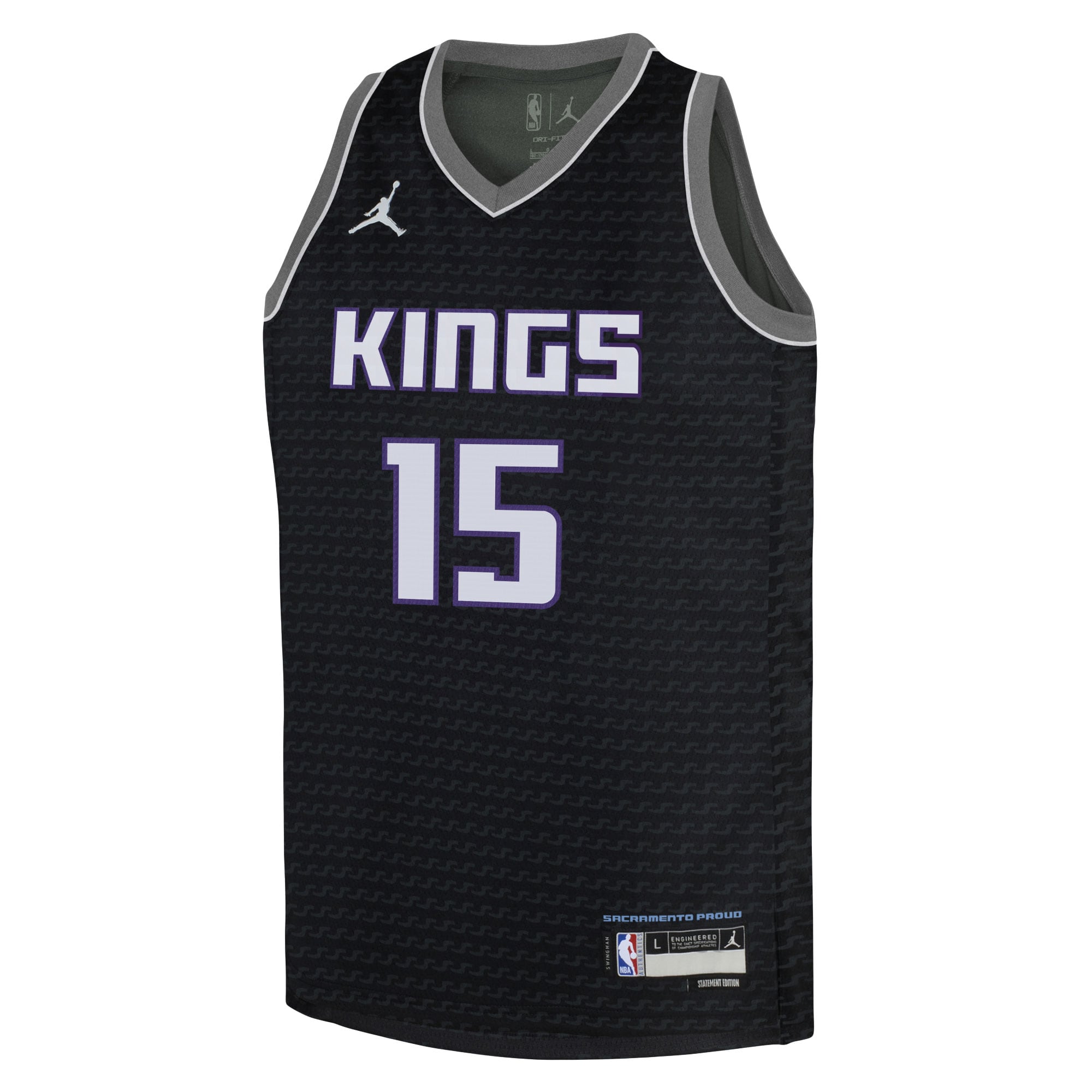 Davion Mitchell Sacramento Kings Jordans Brand Youth Swingman Jersey - Statement Edition - Black - vstockx